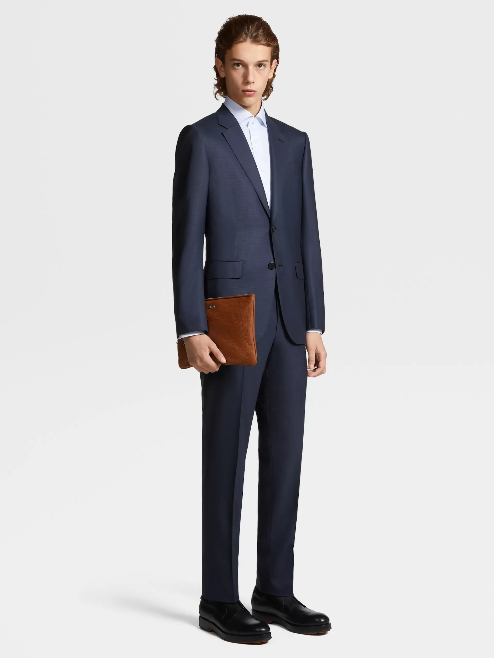 Hot ZEGNA Costume En Laine Centoventimilaa Micro-Carreaux Bleu Fonce