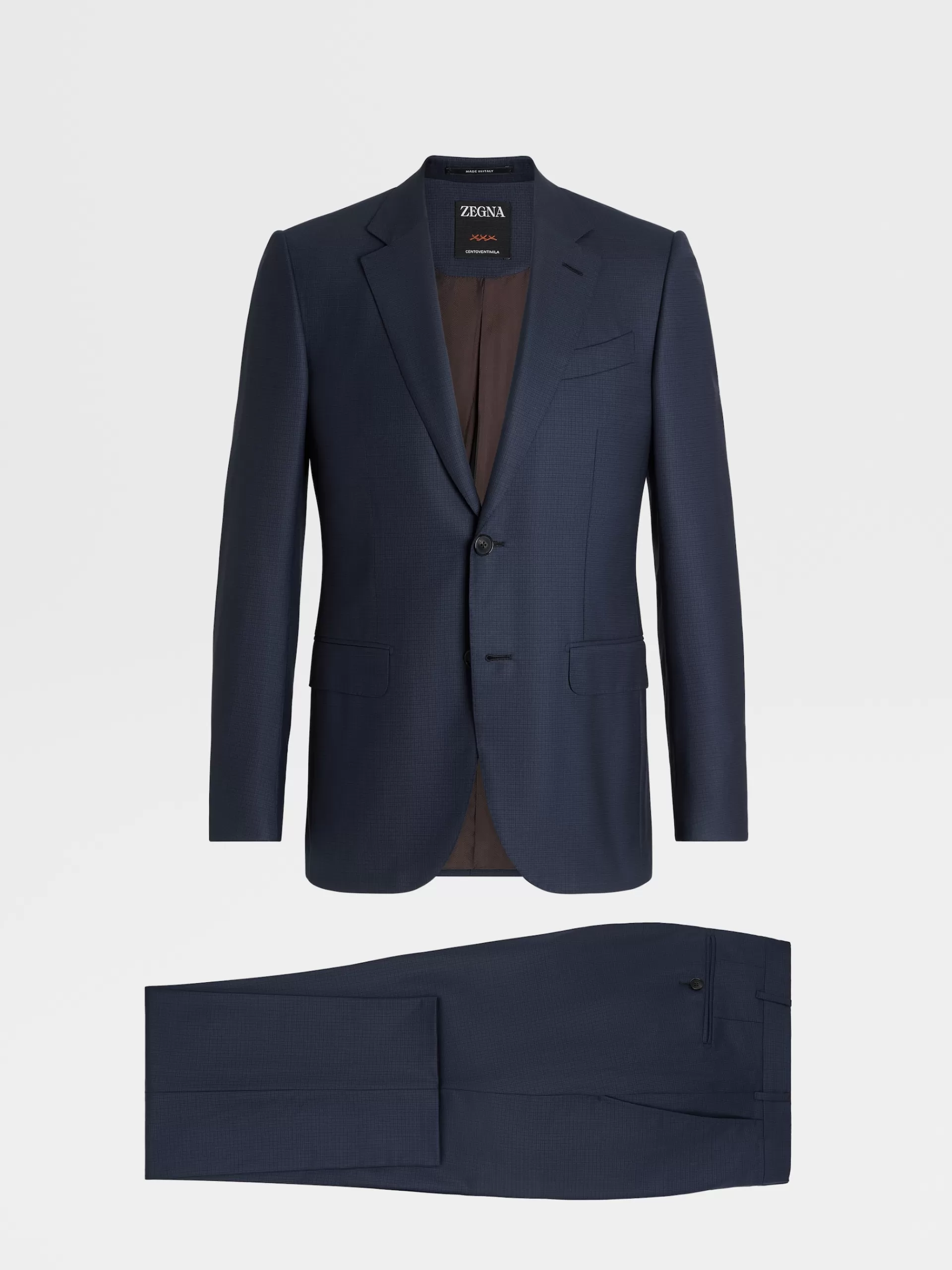 Hot ZEGNA Costume En Laine Centoventimilaa Micro-Carreaux Bleu Fonce