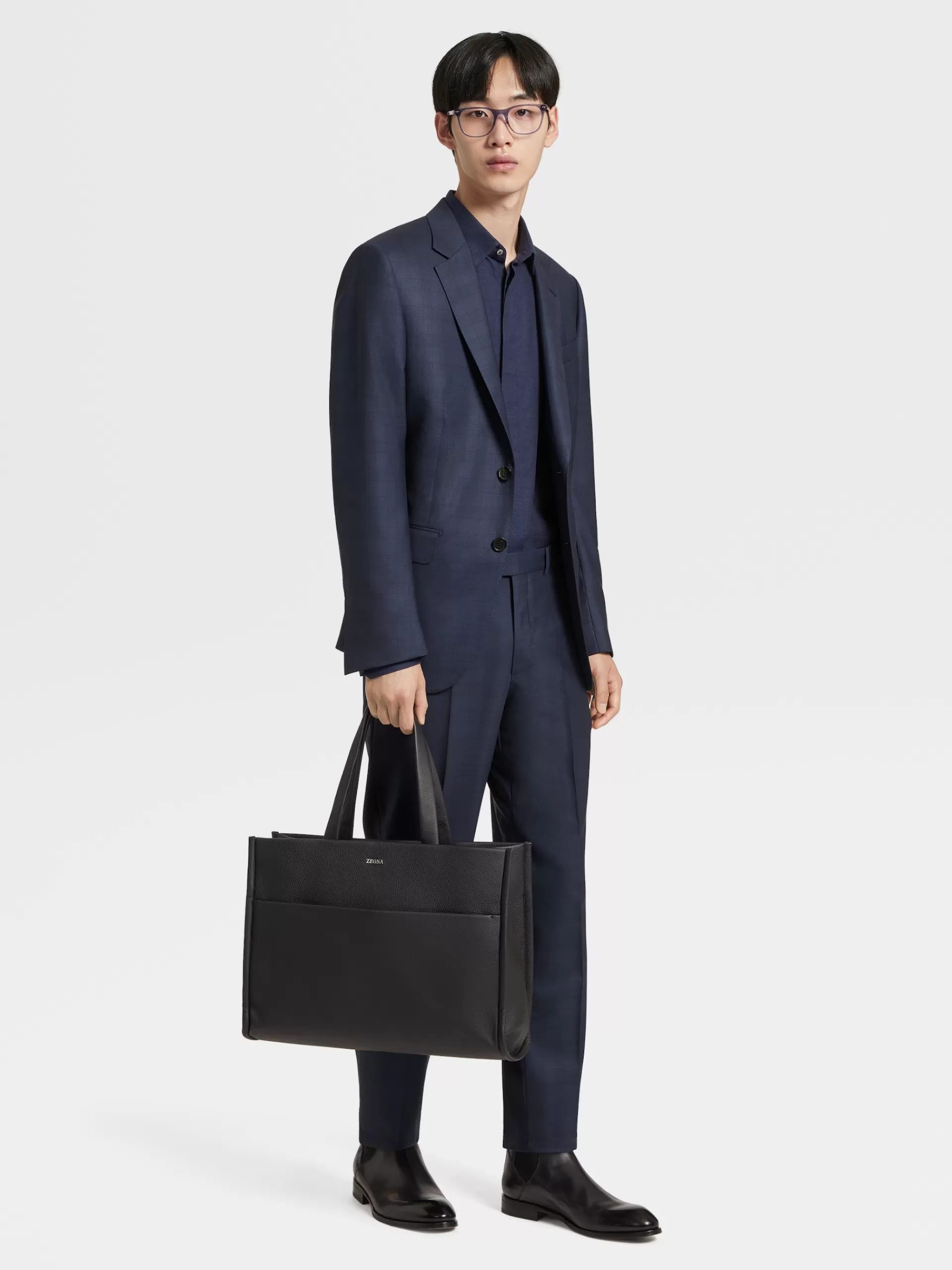 Best ZEGNA Costume En Laine Centoventimilaa Motif Prince De Galles Bleu Marine