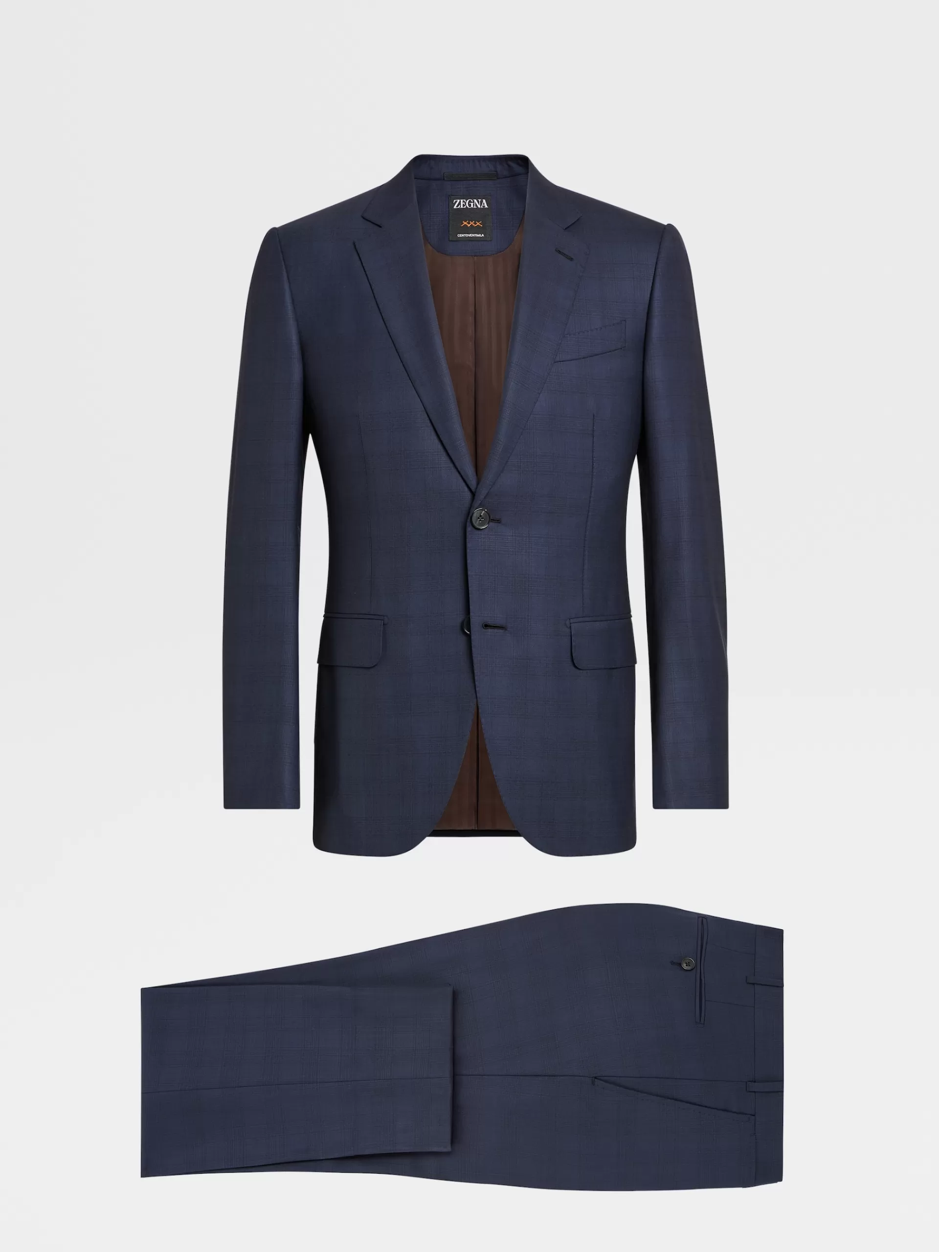 Best ZEGNA Costume En Laine Centoventimilaa Motif Prince De Galles Bleu Marine