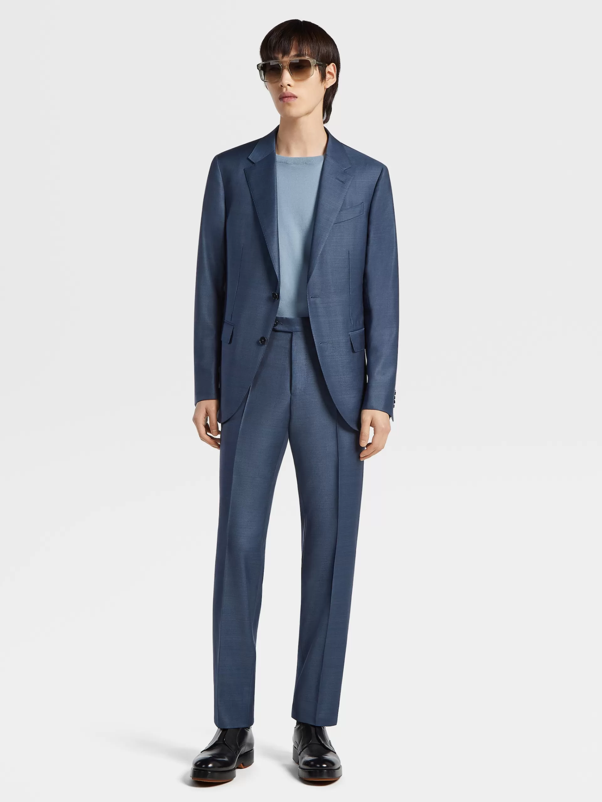 Best Sale ZEGNA Costume En Laine Trofeo™ A Motif Prince De Galles Bleu