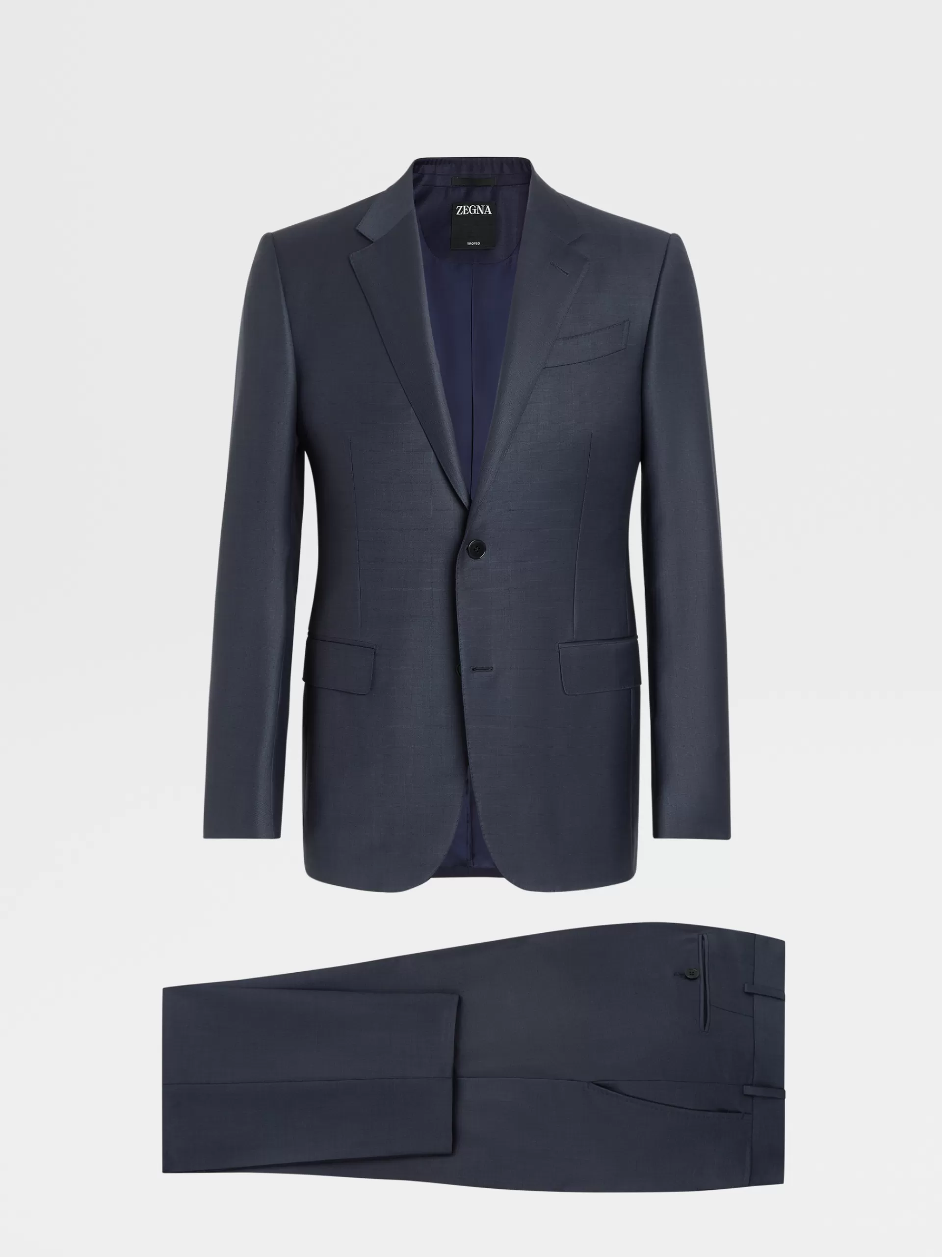 Fashion ZEGNA Costume En Laine Trofeo™ Pinpoint Bleu Fonce