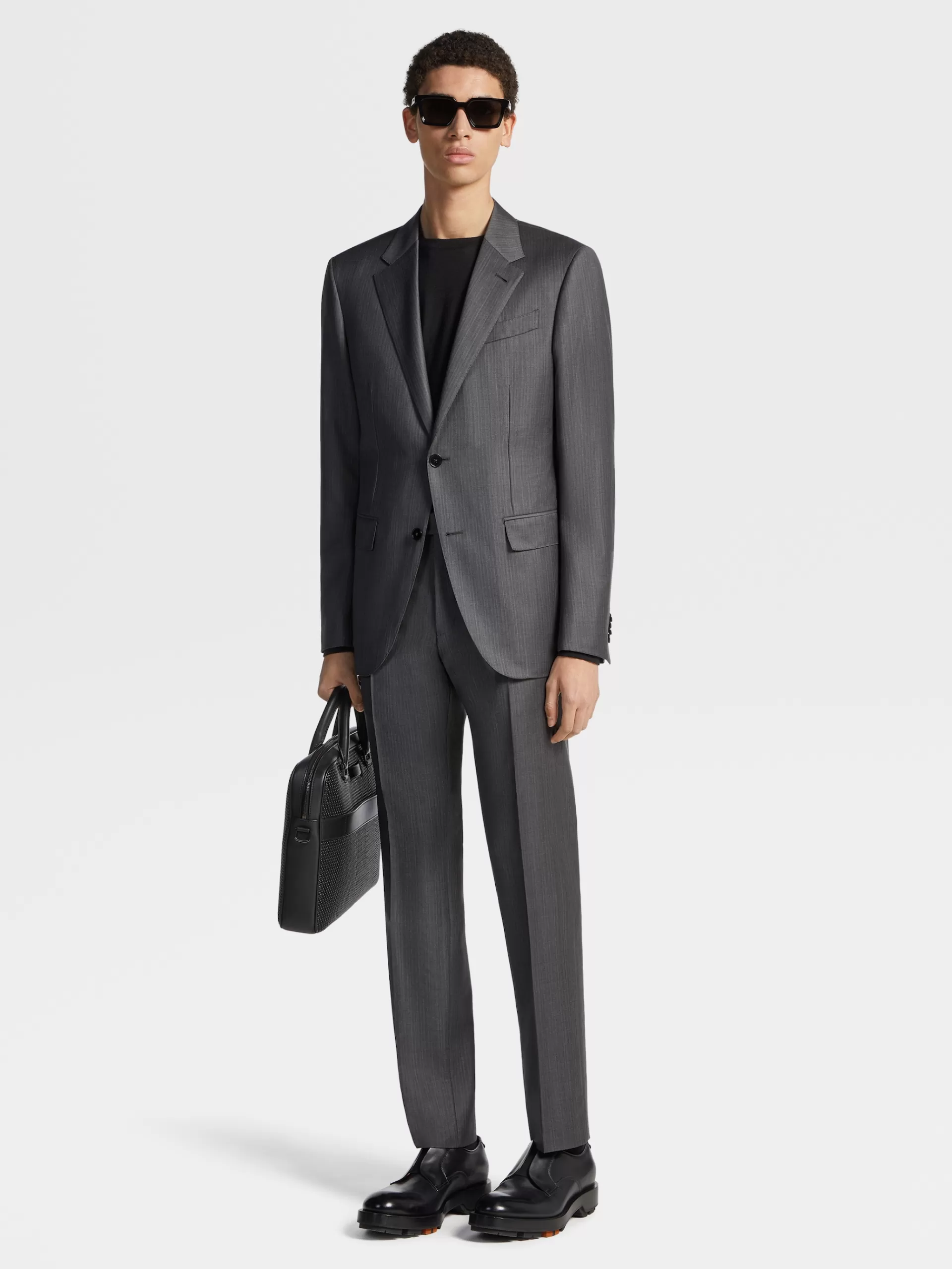 Discount ZEGNA Costume En Laine Trofeo™A Rayures Gris Fonce