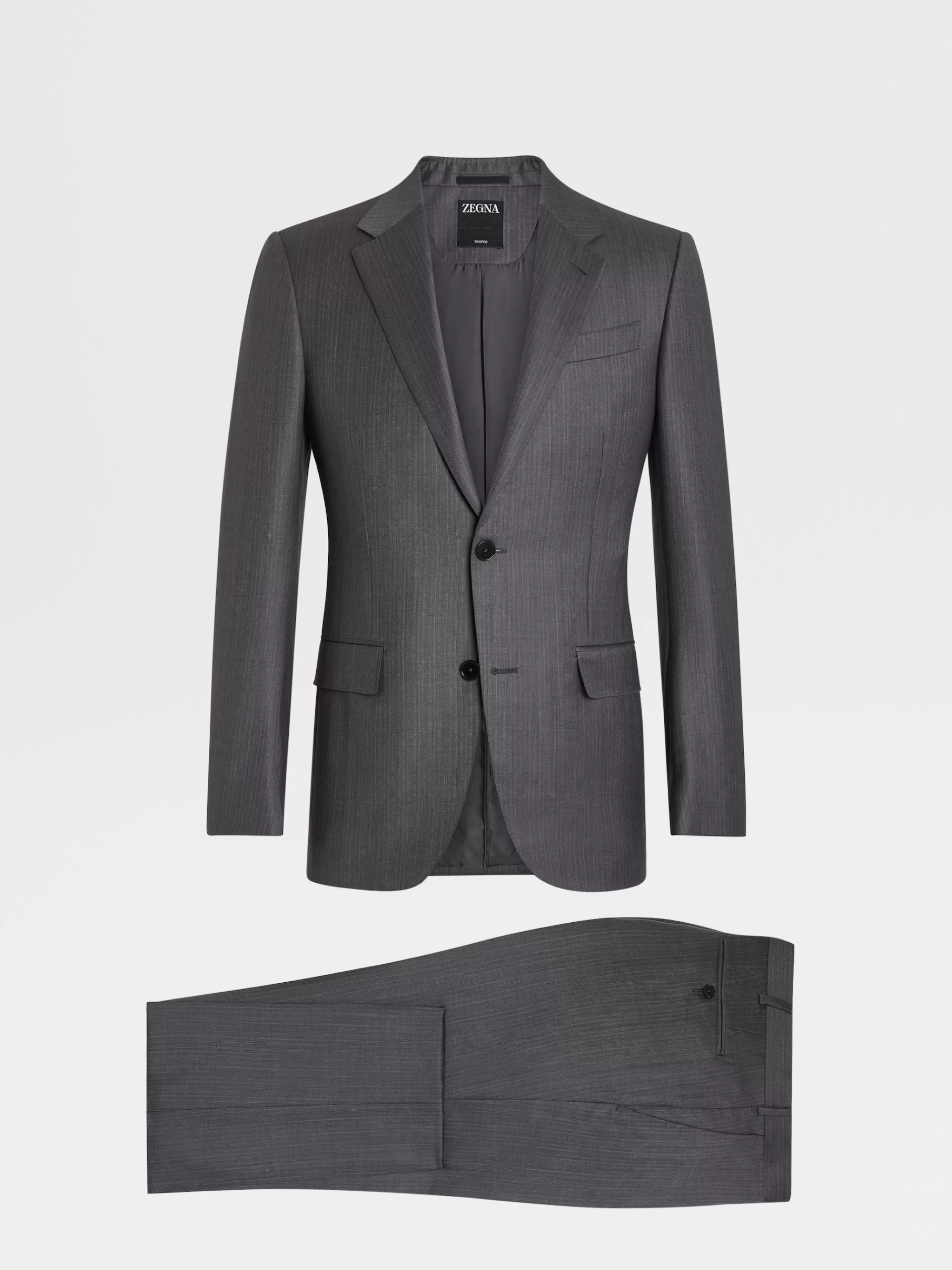 Discount ZEGNA Costume En Laine Trofeo™A Rayures Gris Fonce