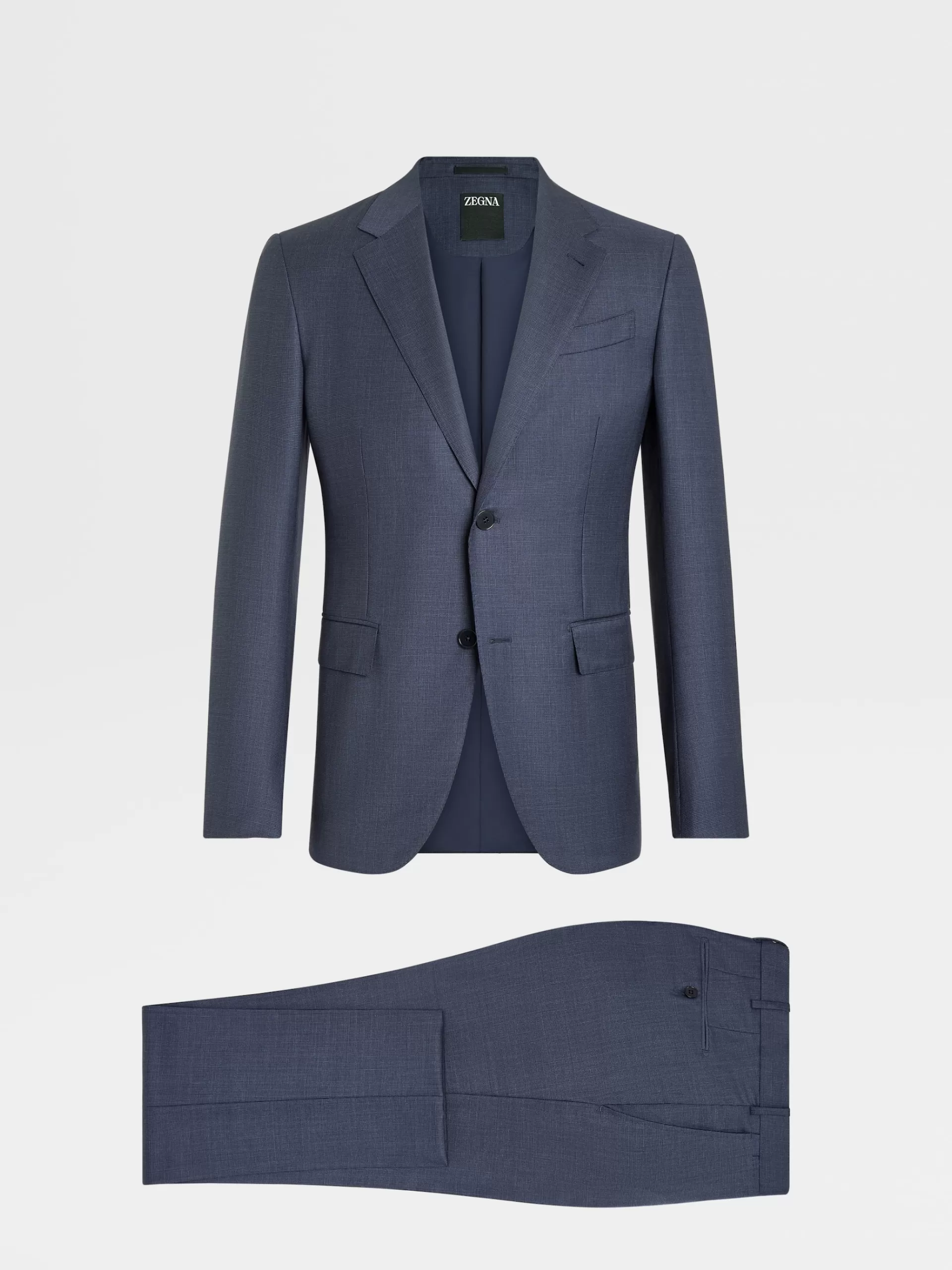 Flash Sale ZEGNA Costume Microstructure En Laine Pure Bleu