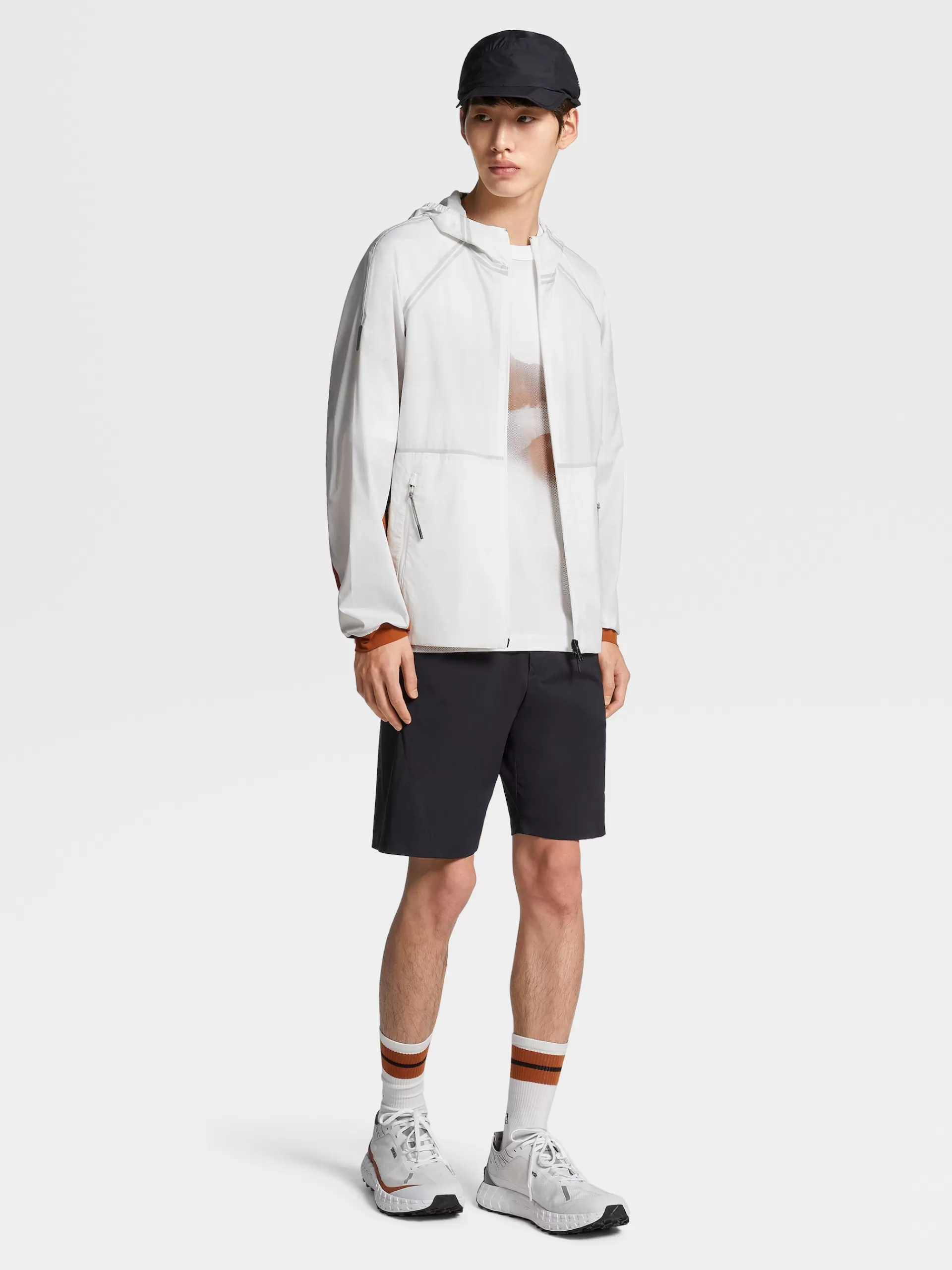 Discount ZEGNA Coupe-Vent A Capuche En Tissu Technique #Usetheexisting™ Blanc