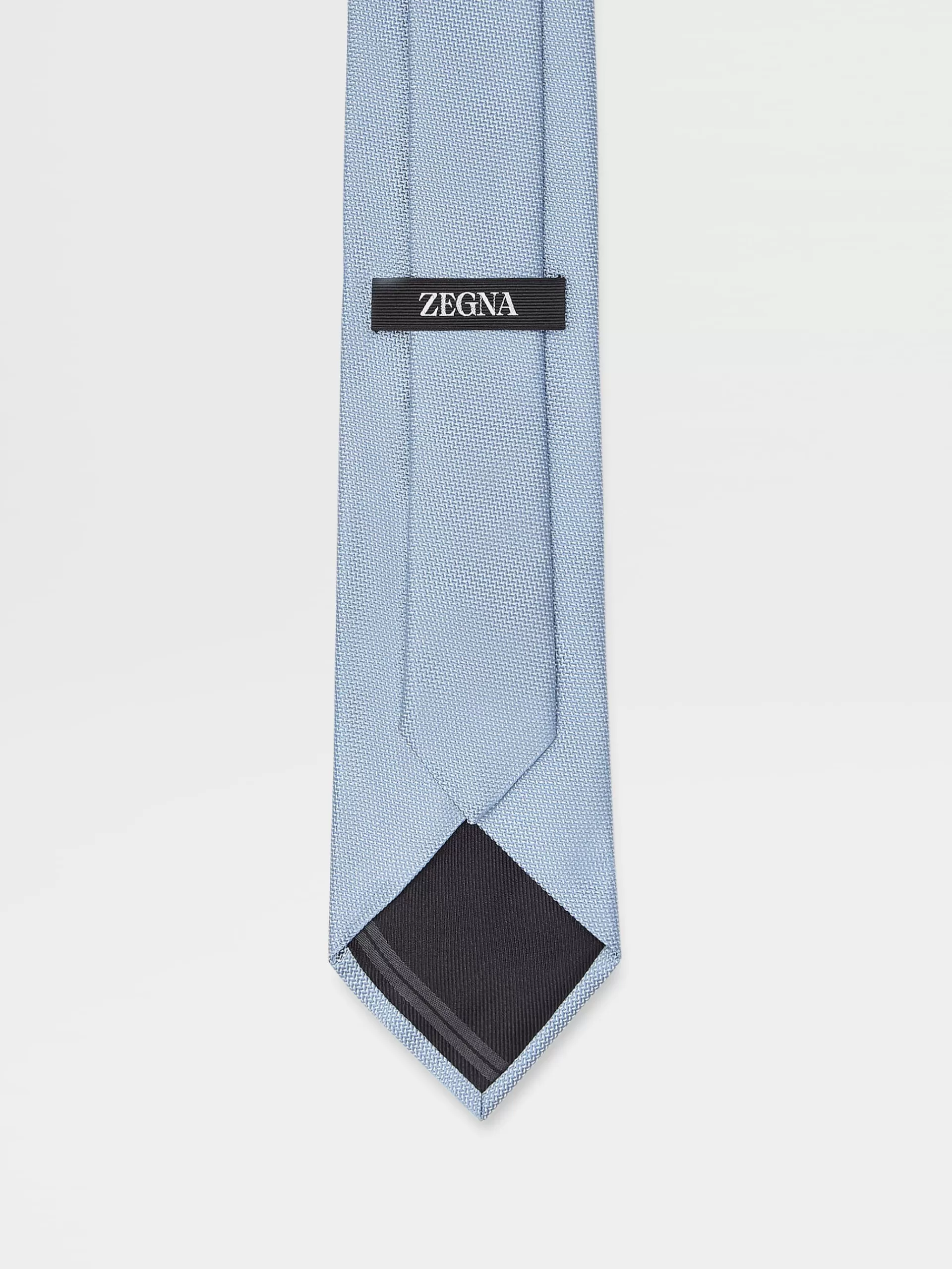 Store ZEGNA Cravate En Jacquard De Soie Bleu Clair