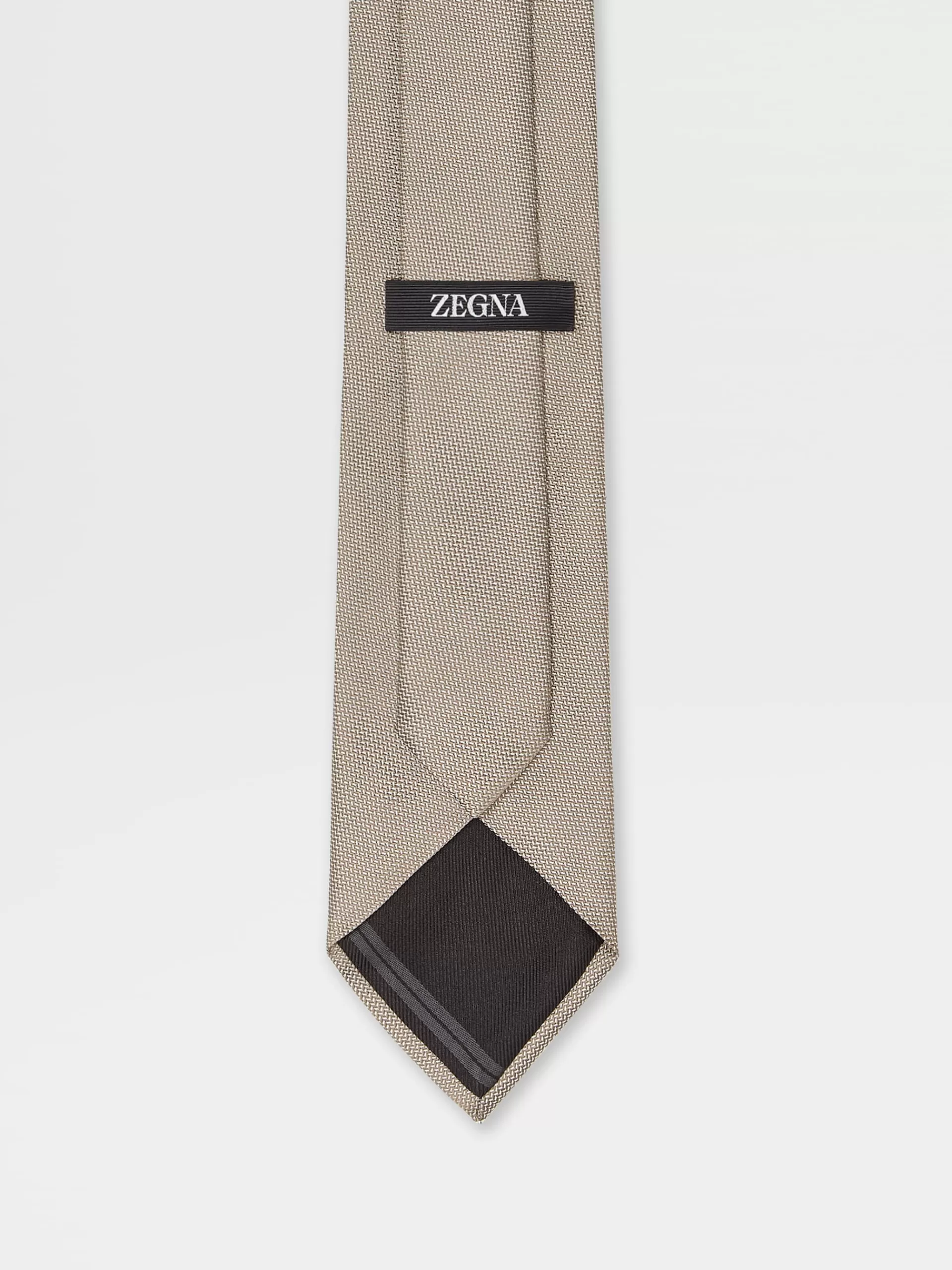 Sale ZEGNA Cravate En Jacquard De Soie Beige