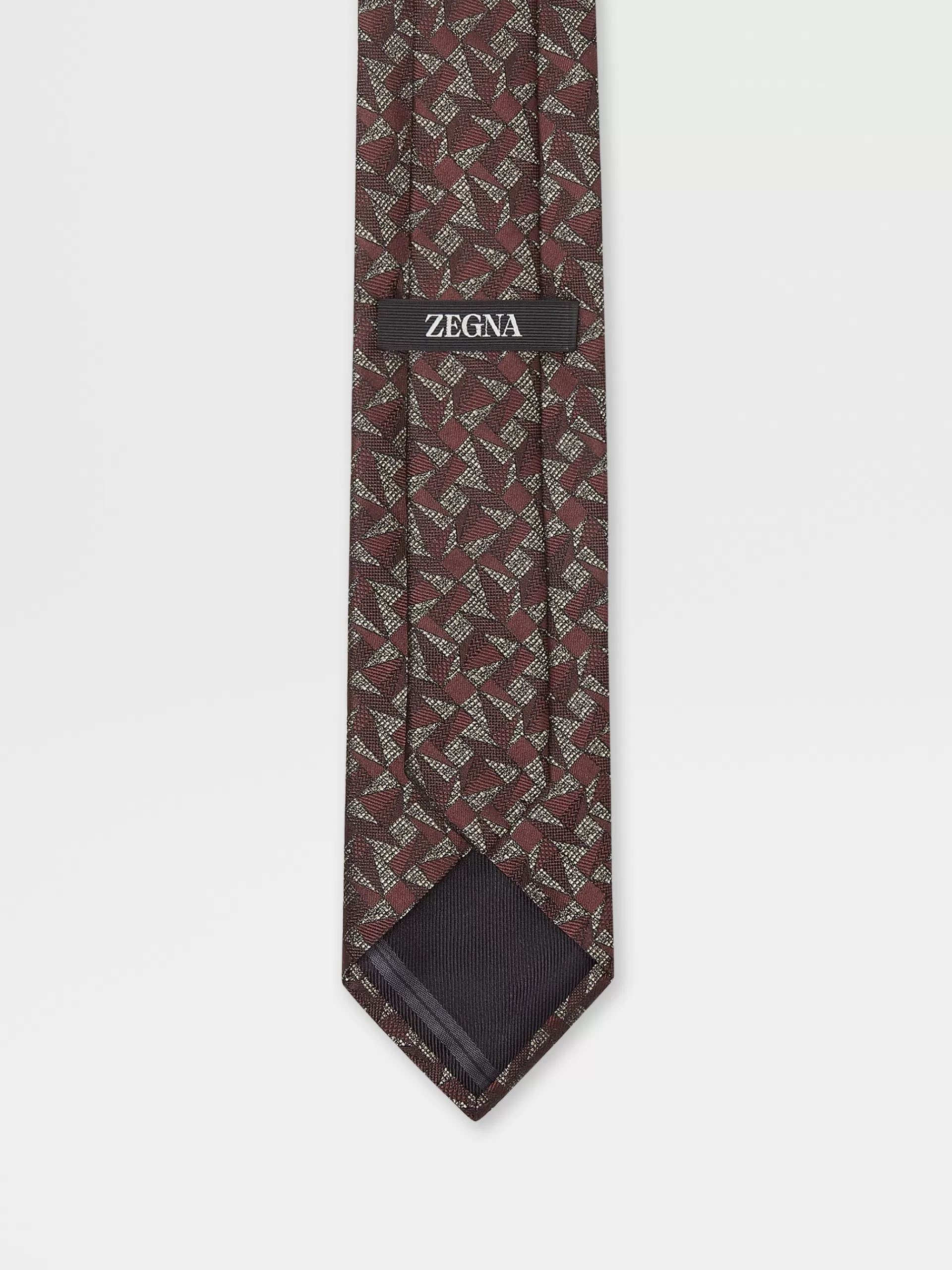 Store ZEGNA Cravate En Soie A Motif Cousu Bordeaux