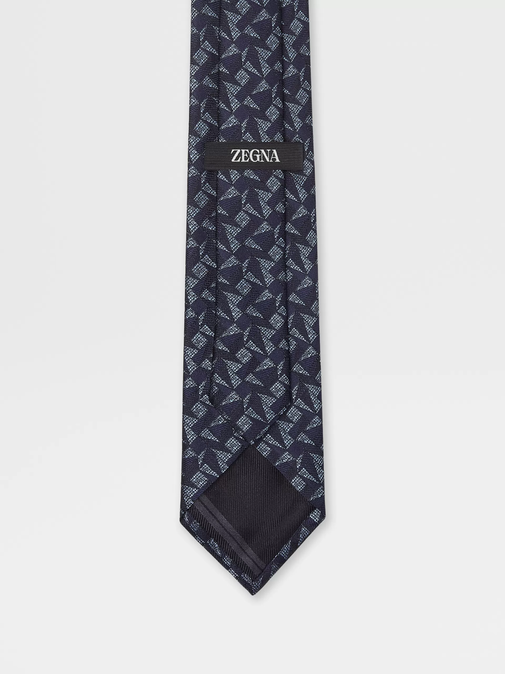 Clearance ZEGNA Cravate En Soie A Motif Cousu Bleu Fonce