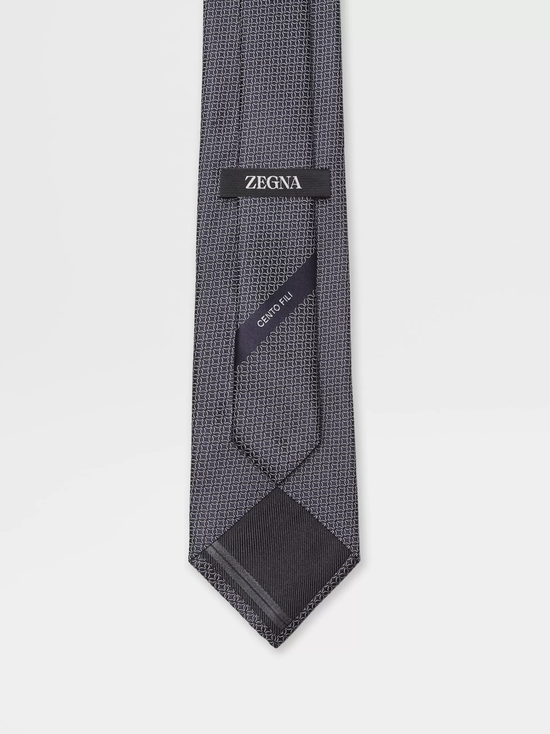 Best Sale ZEGNA Cravate En Soie Cento Fili A Motif Jacquard Bleu Fonce