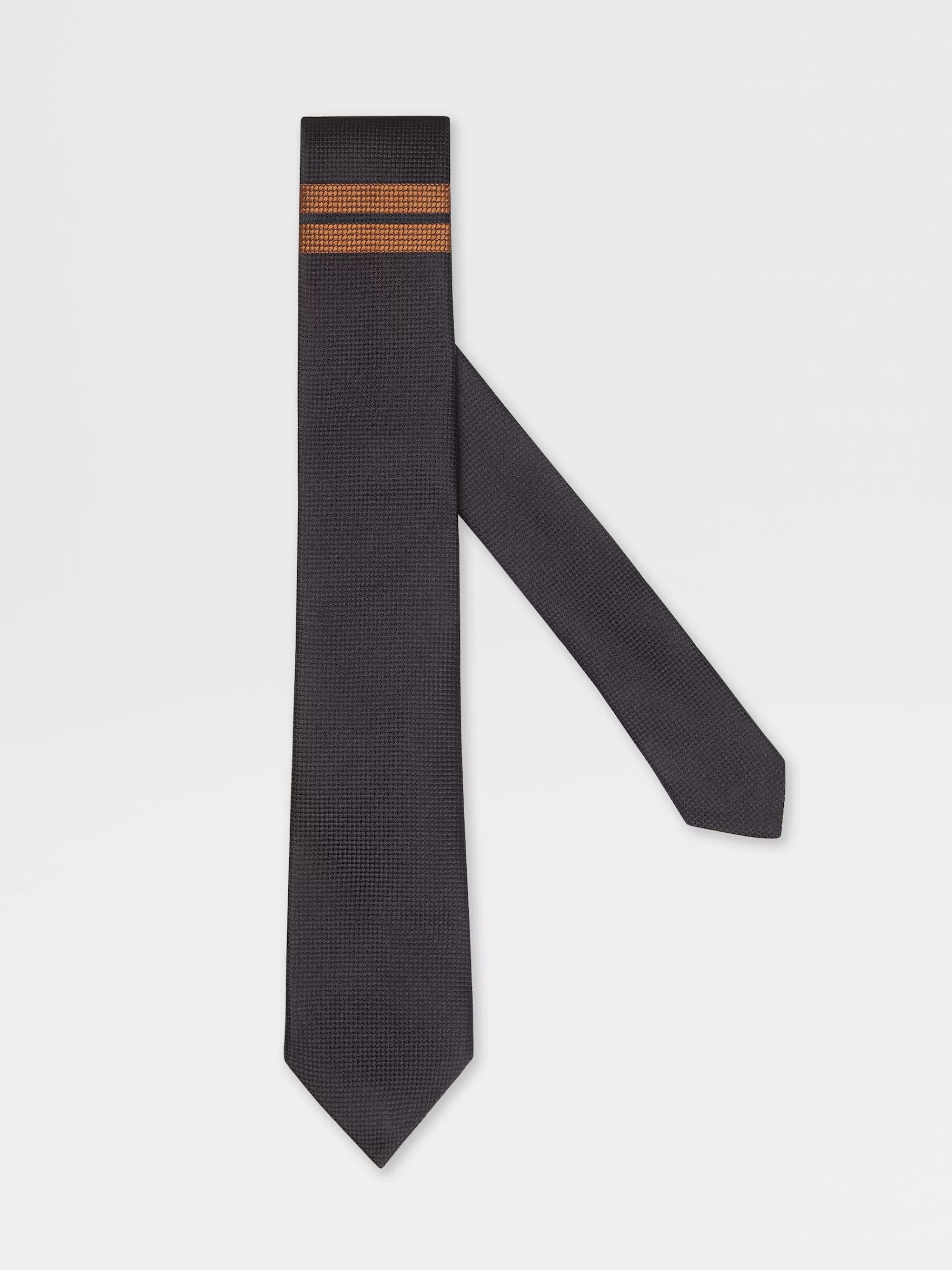 Discount ZEGNA Cravate En Soie Et Jacquard 232 Road Brand Marke Noir