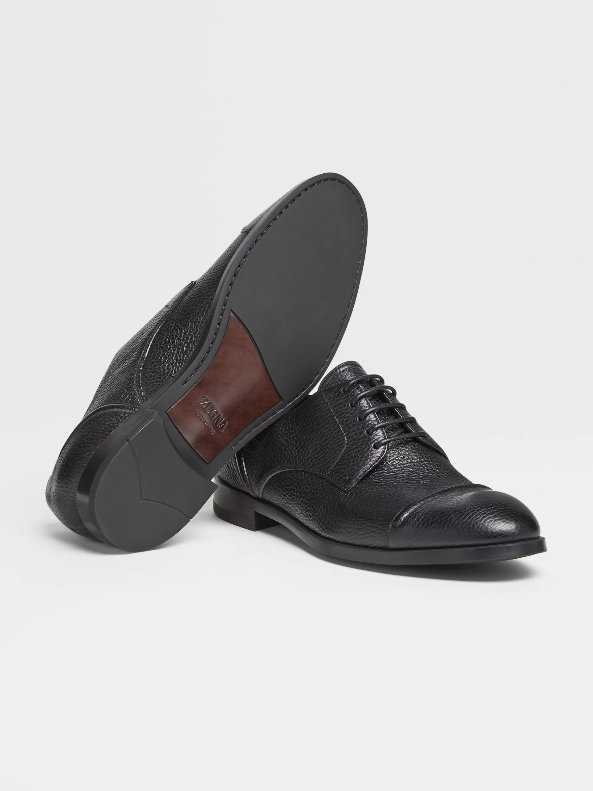Best ZEGNA Derbies A Bout Droit Siena Flex En Cuir De Cerfs Noir