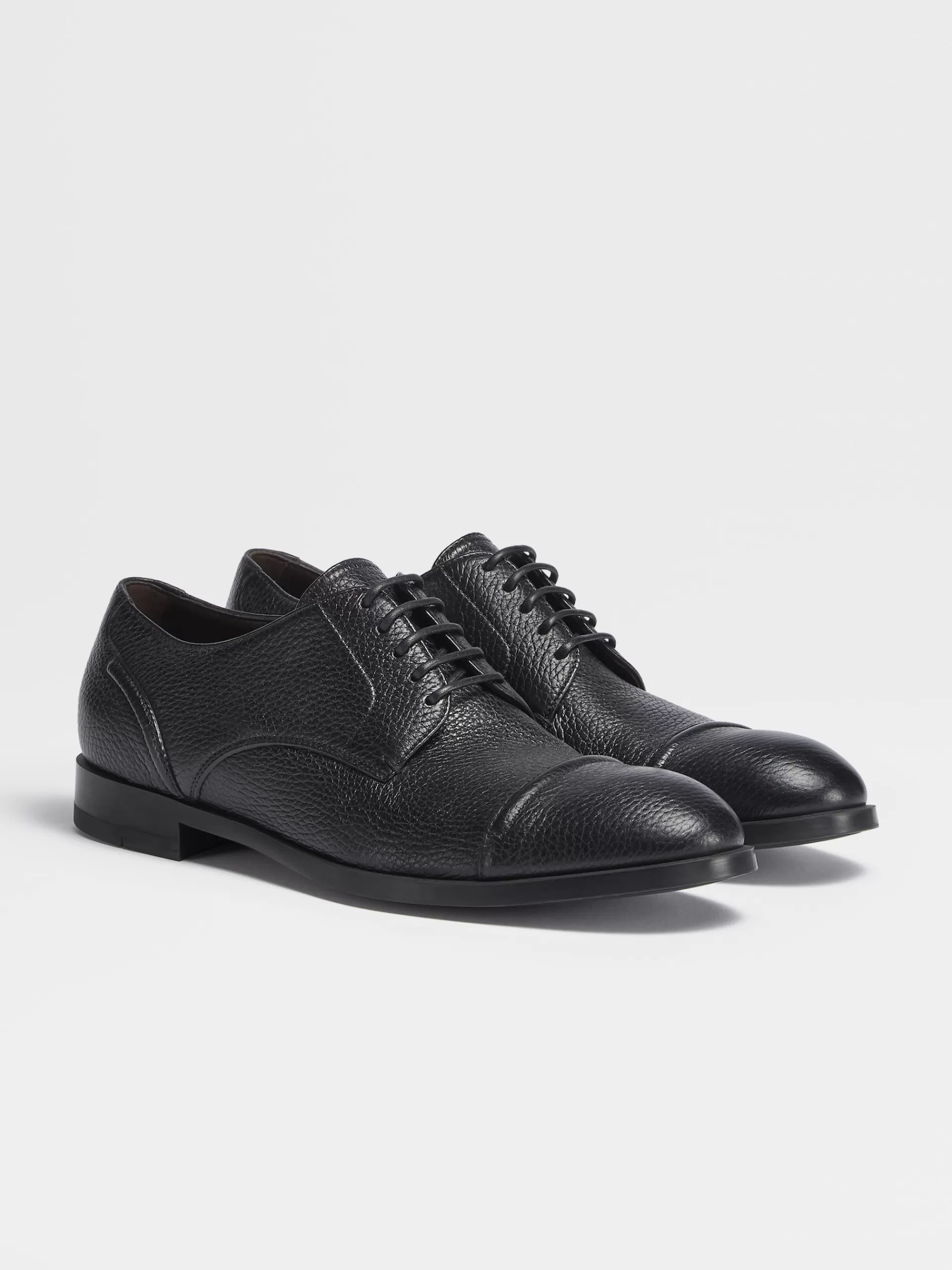Best ZEGNA Derbies A Bout Droit Siena Flex En Cuir De Cerfs Noir