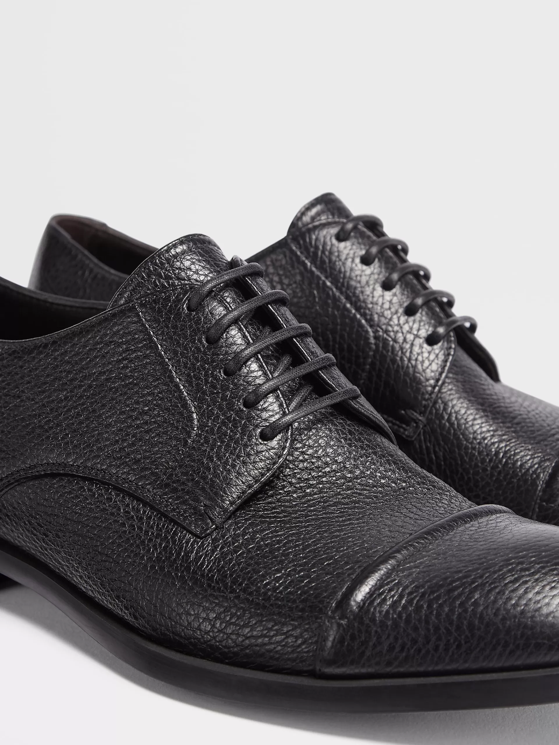 Best ZEGNA Derbies A Bout Droit Siena Flex En Cuir De Cerfs Noir