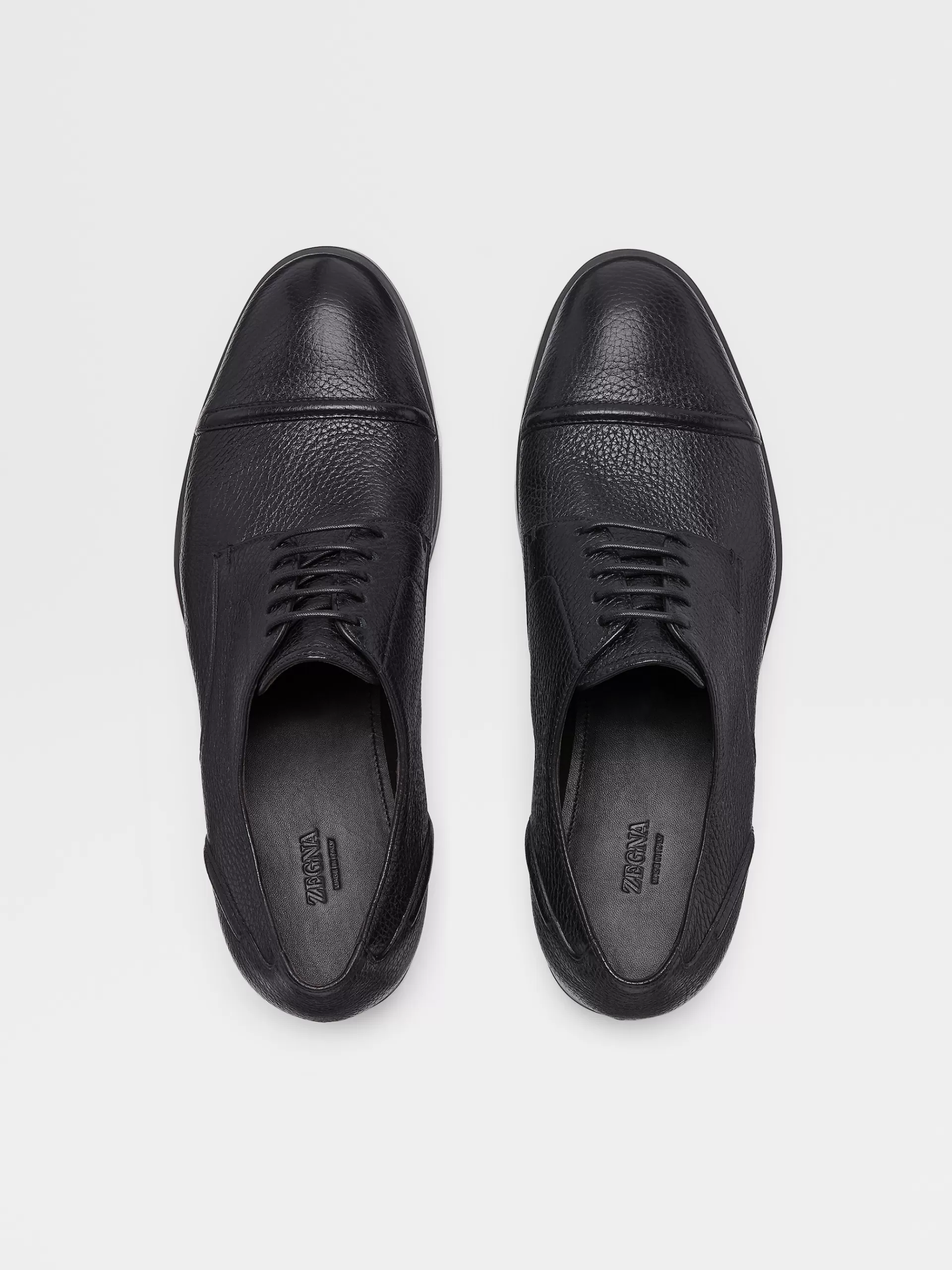 Best ZEGNA Derbies A Bout Droit Siena Flex En Cuir De Cerfs Noir