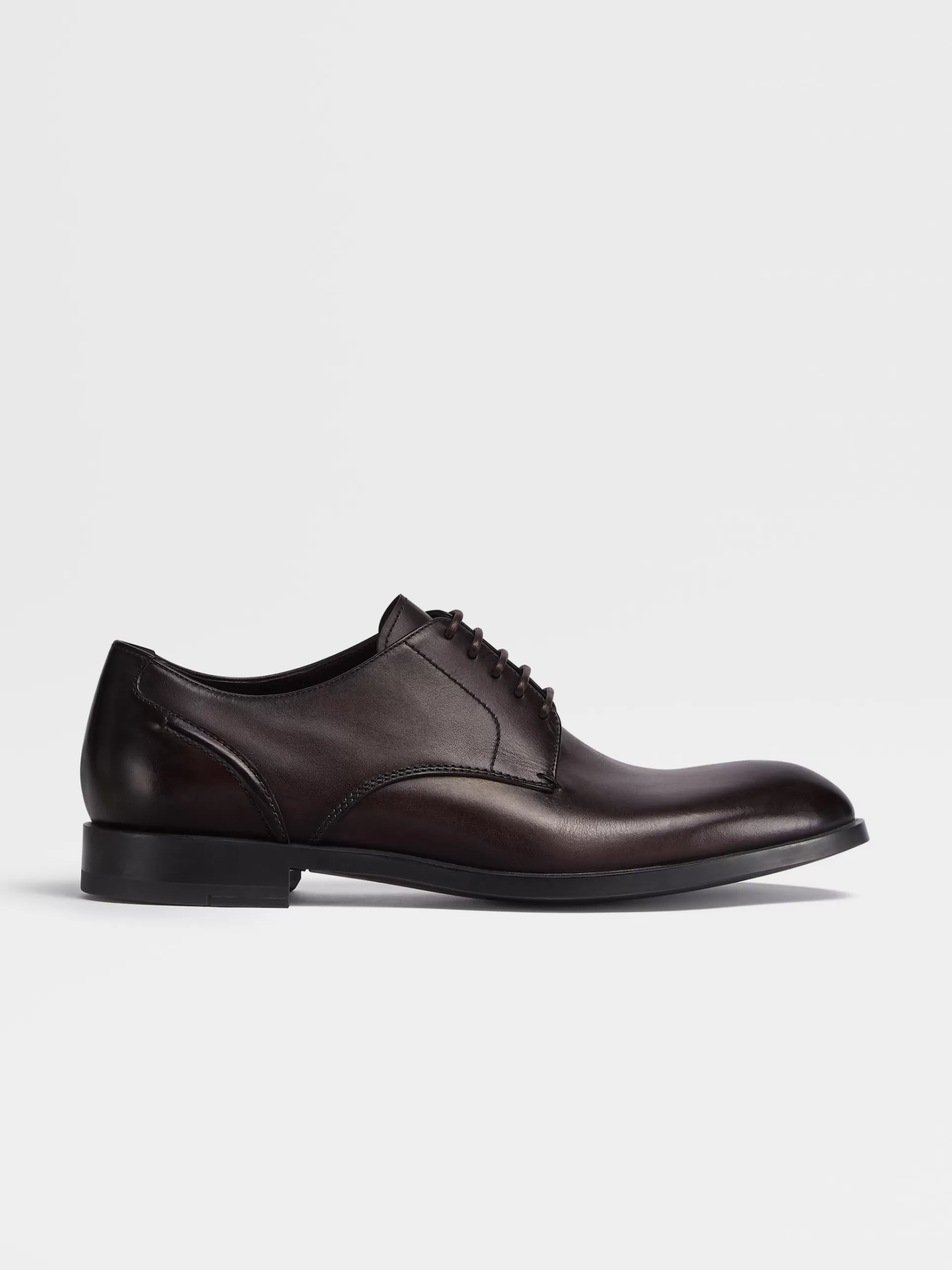 New ZEGNA Derbies Siena Flex En Cuir Ponce A La Main Marron Fonce