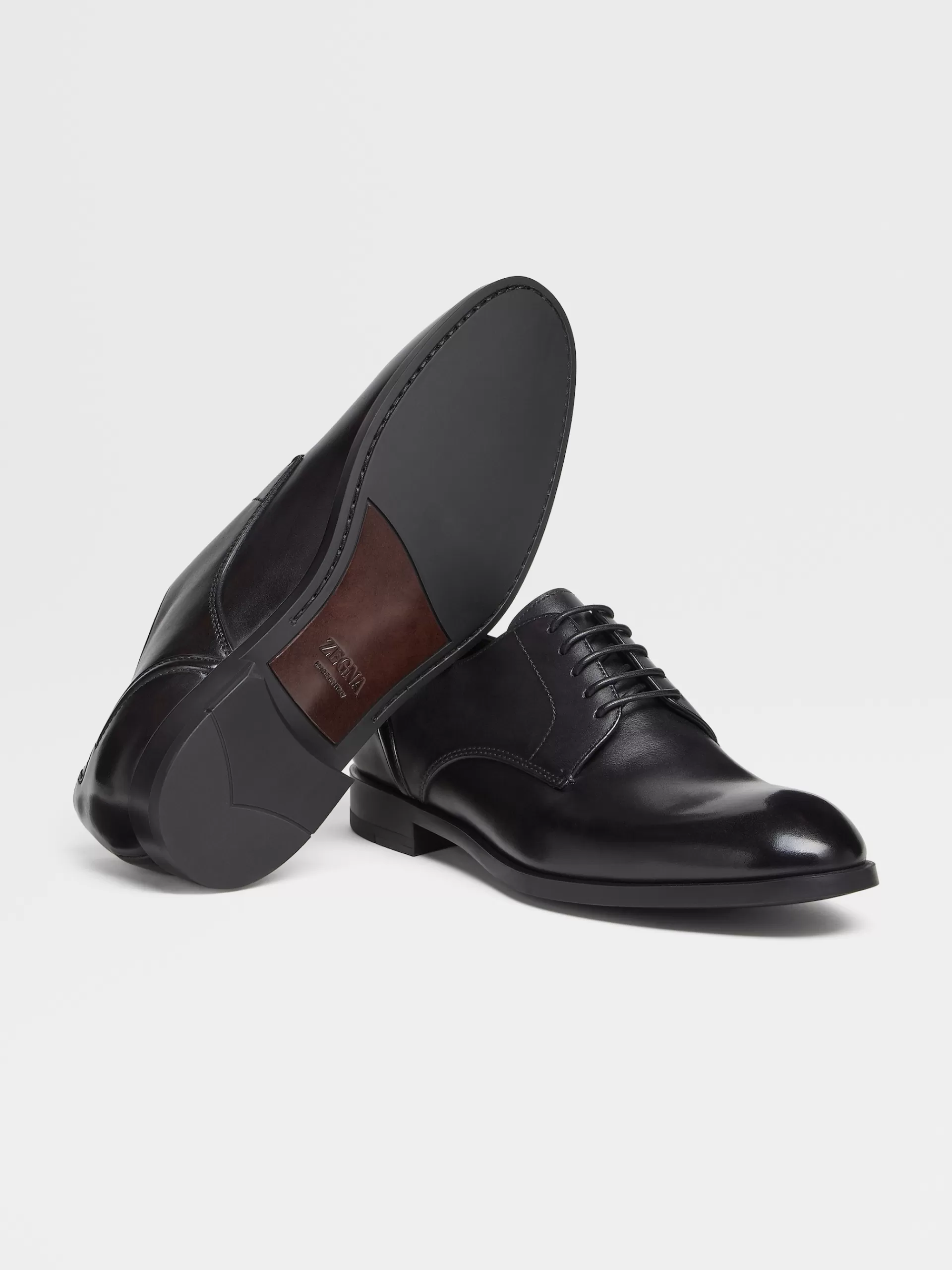 Shop ZEGNA Derbies Siena Flex En Cuir Ponce A La Mains Noir