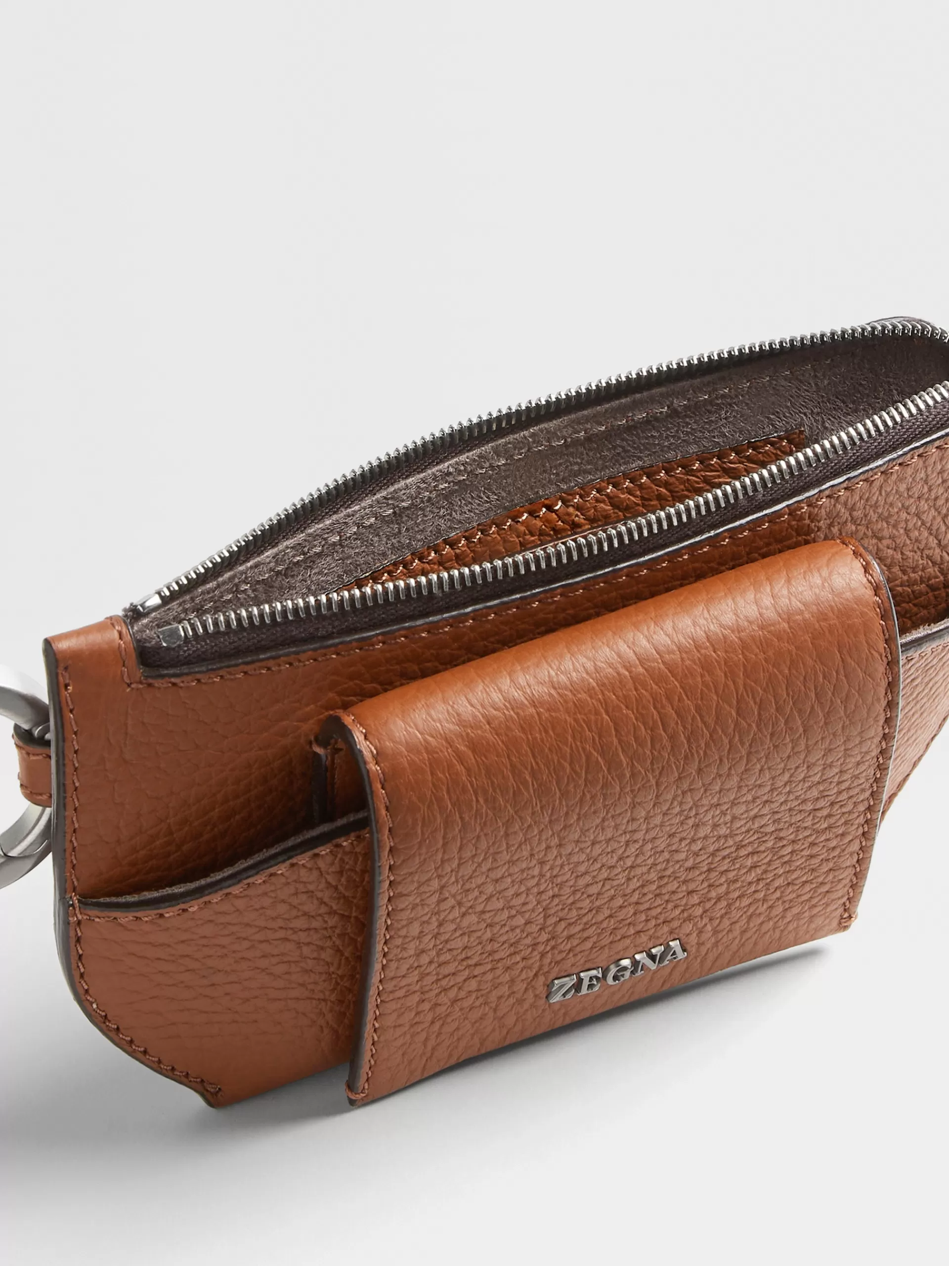 Outlet ZEGNA Etui A Lunettes En Cuir De Cerf Marron Vigogne