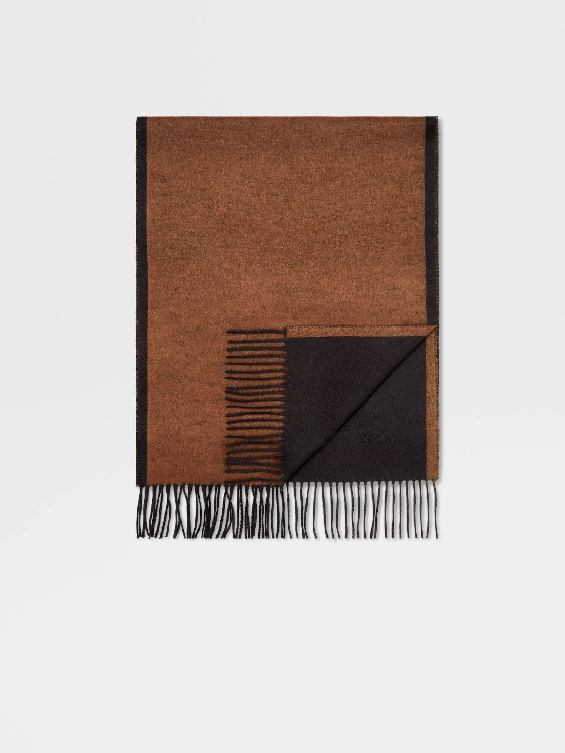 Outlet ZEGNA Foulard En Soie Bicolore Noir Et Marron Vigogne Noir/Marron Vigogne