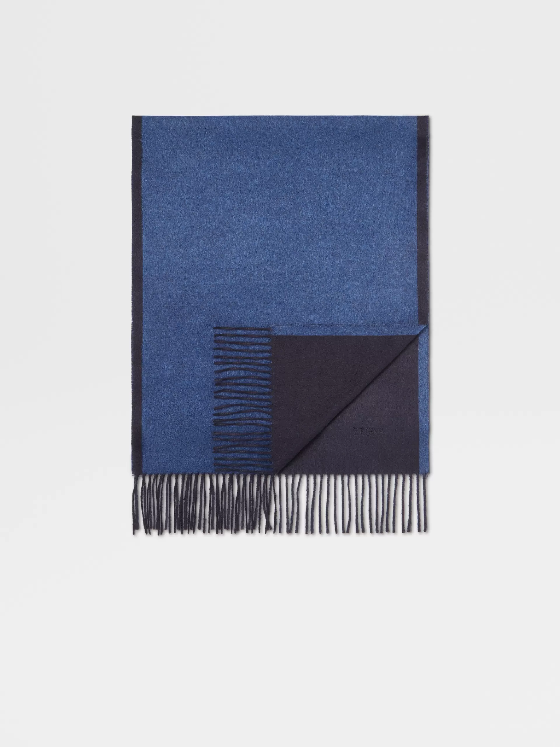 Cheap ZEGNA Foulard En Soieton Sur Ton Bleu Fonce