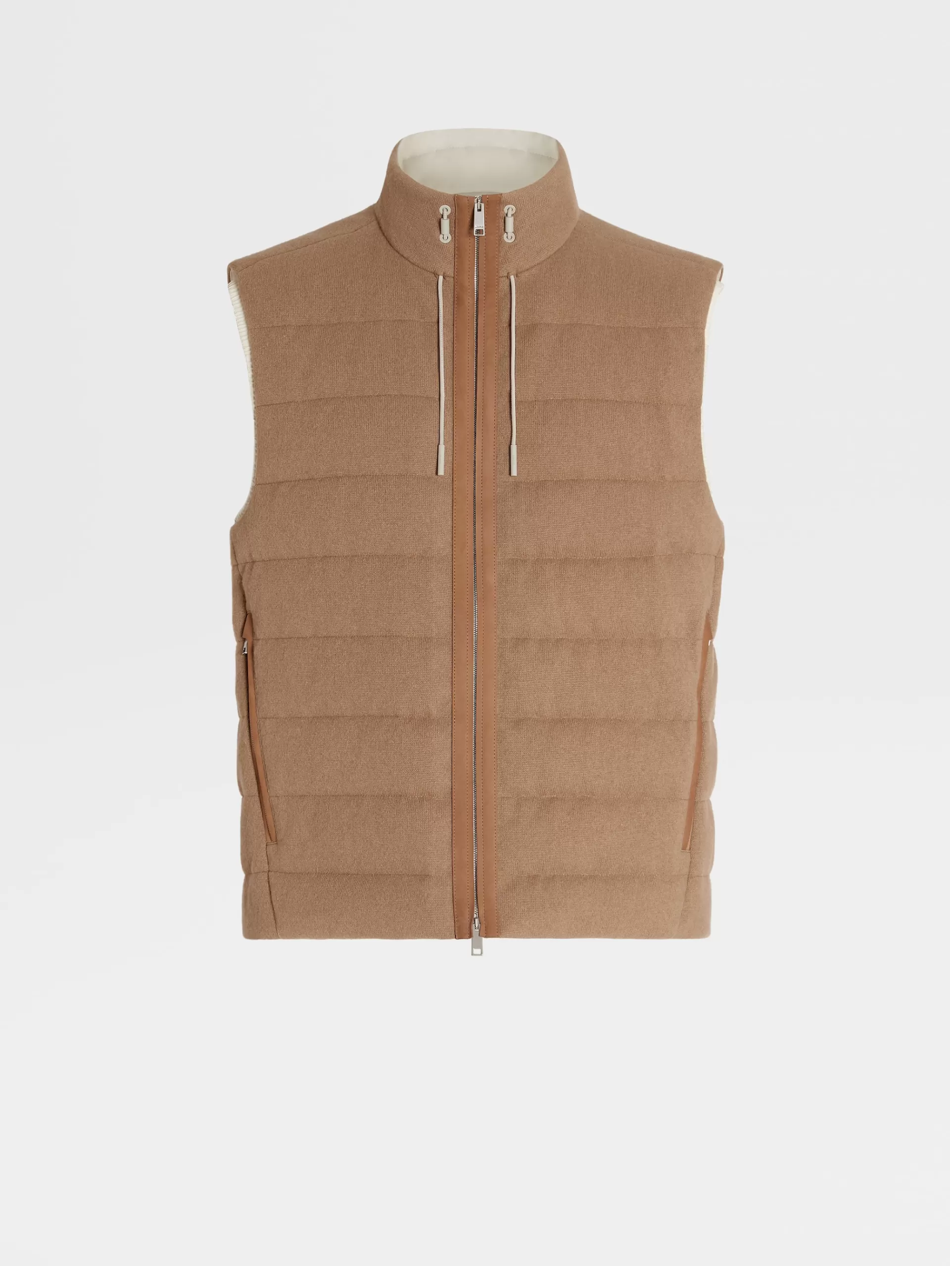 Fashion ZEGNA Gilet Sans Manches Matelasse Oasi Cashmere Camel