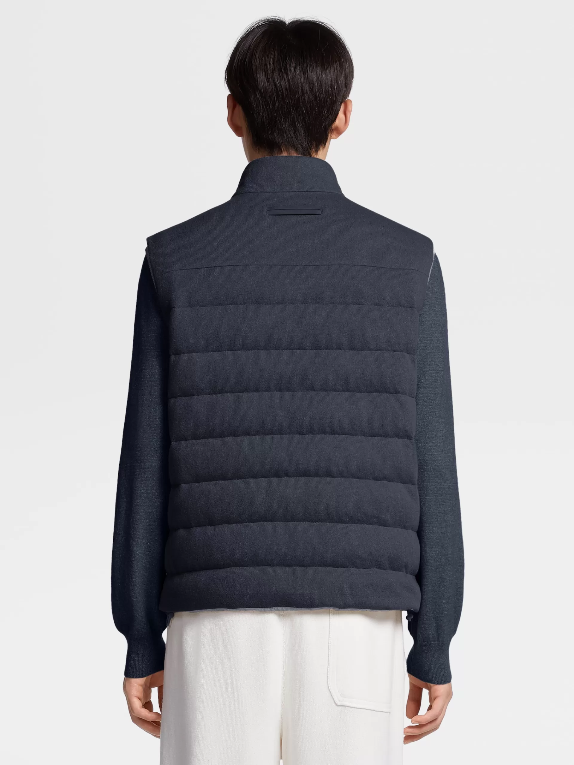 Outlet ZEGNA Gilet Sans Manches Matelasse Oasi Cashmere Bleu Marine