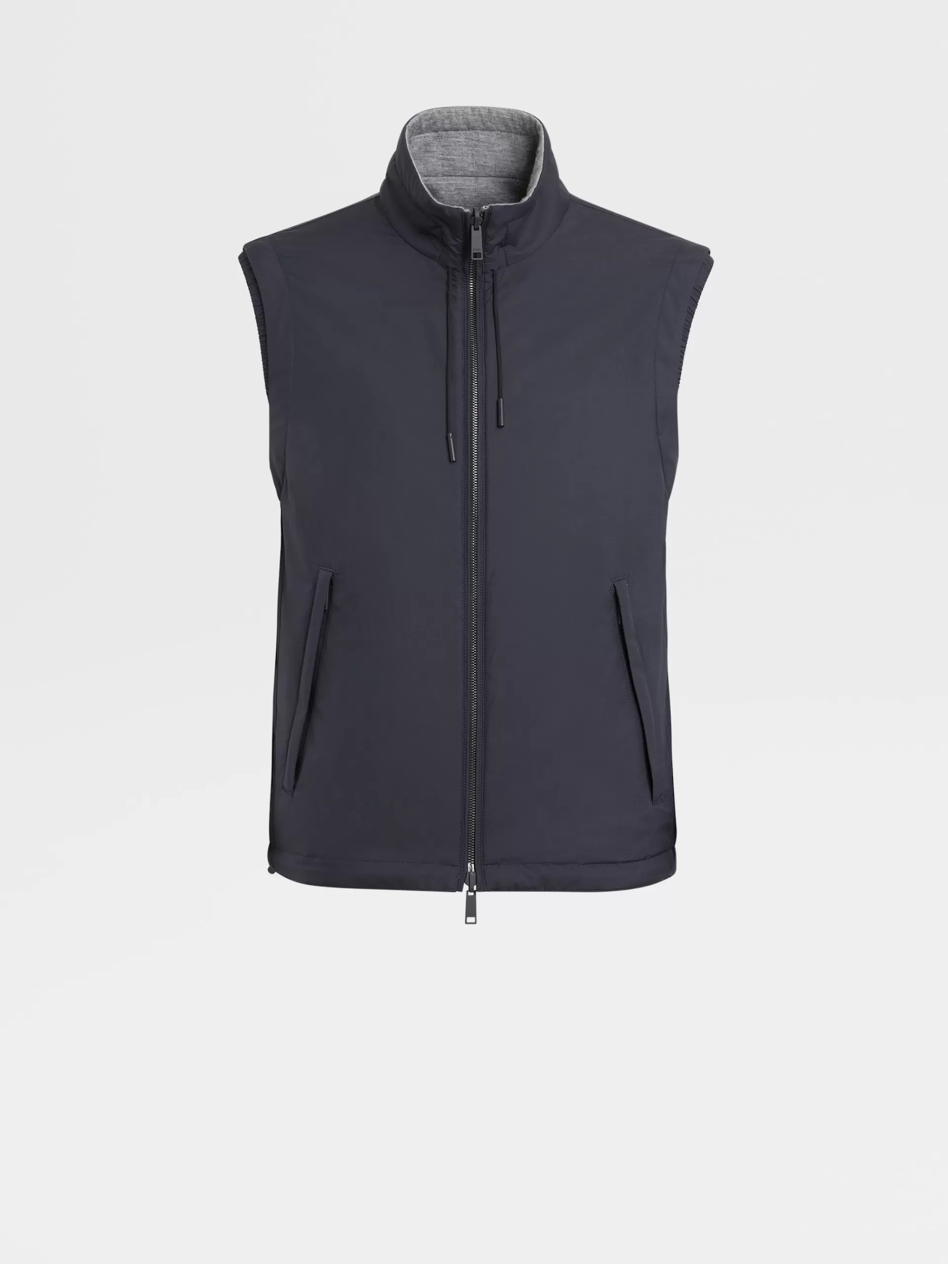 Best Sale ZEGNA Gilet Sans Manches Reversible En Tissu Technique Bleu Marine/Gris