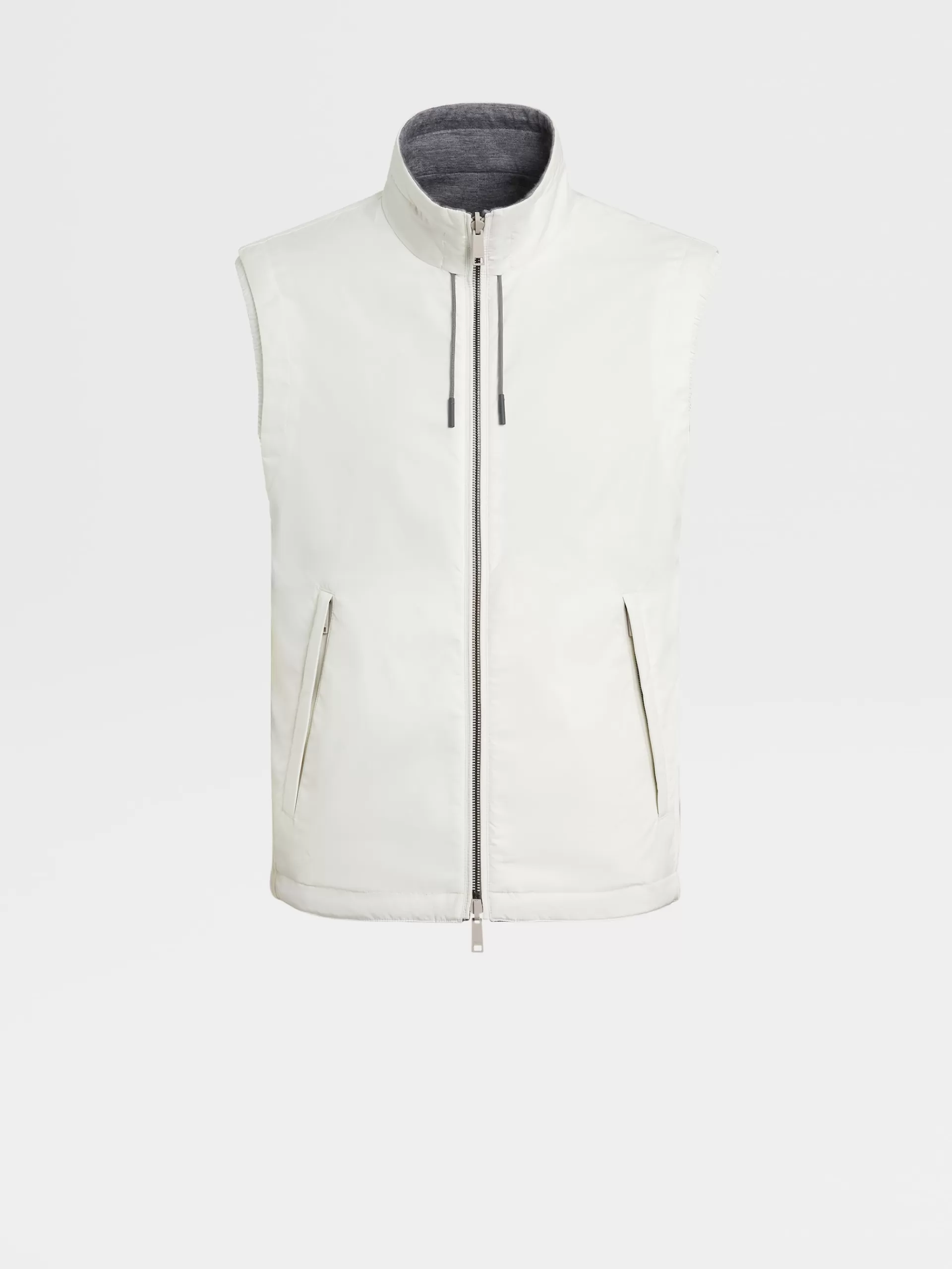 Cheap ZEGNA Gilet Sans Manches Reversible En Tissu Technique Blanc/Gris