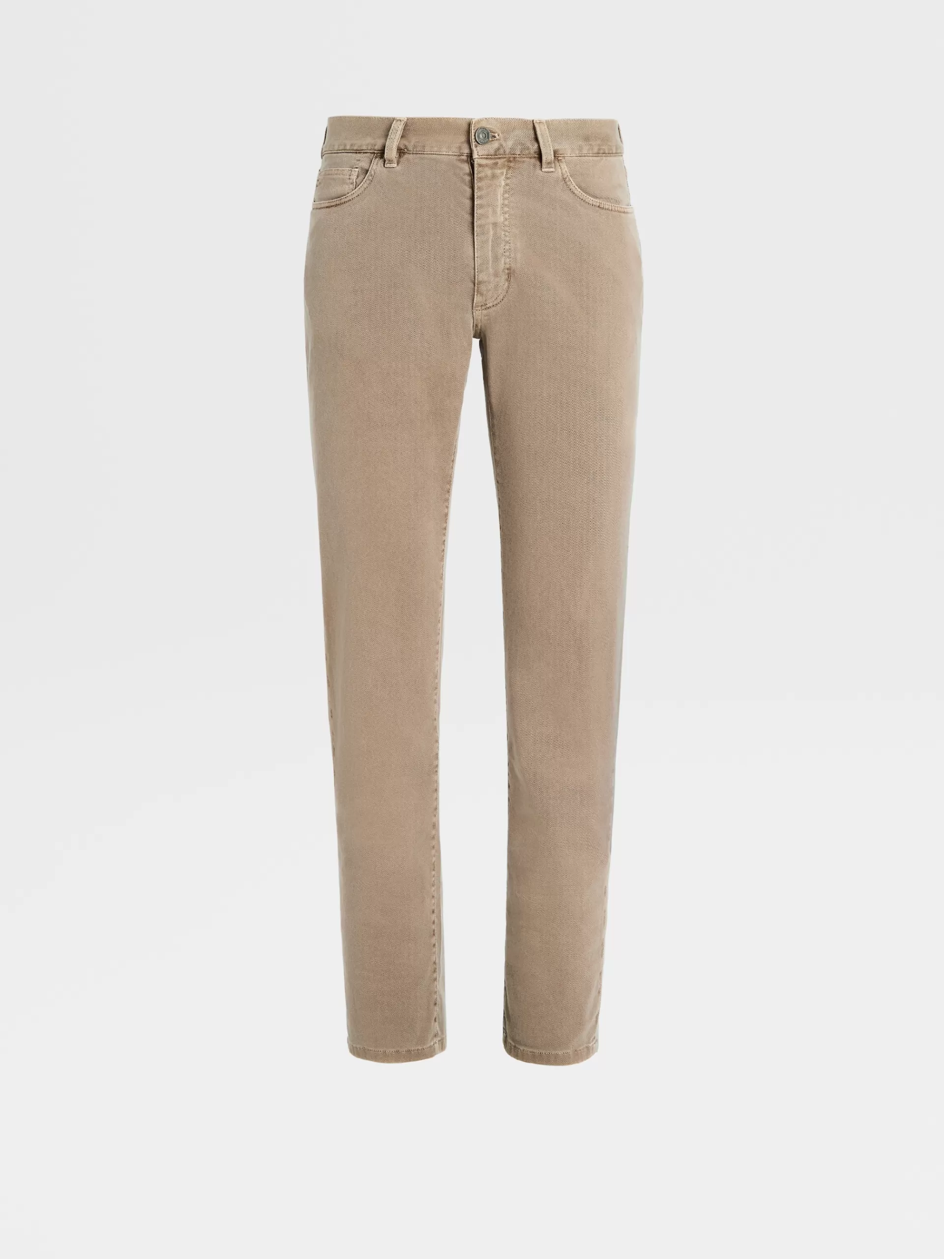 Discount ZEGNA Jean A Cinq Poches En Coton Extensible Teint En Piece Camel Delave