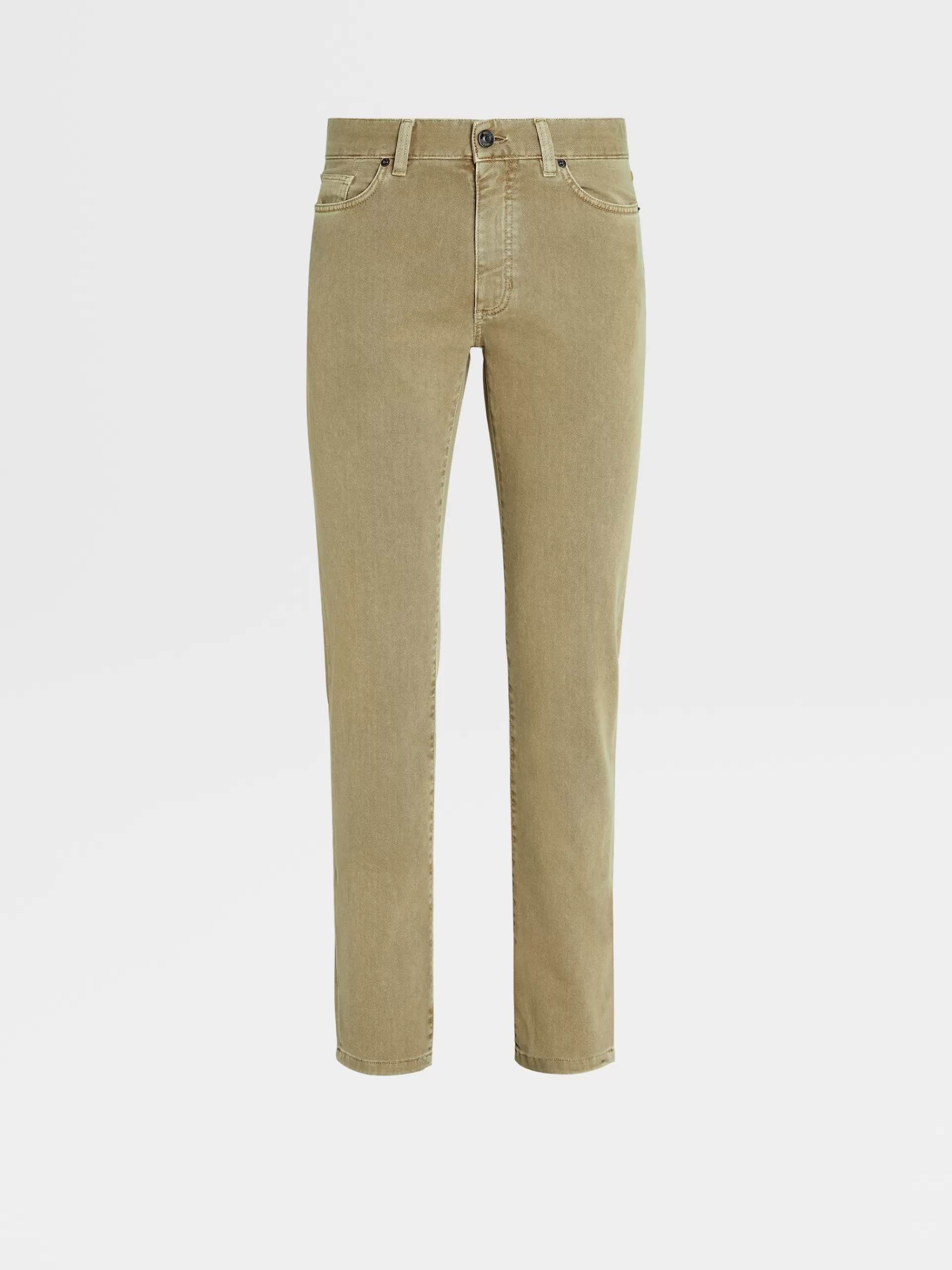 New ZEGNA Jean A Cinq Poches En Coton Extensible Teint En Piece Jaune Delave