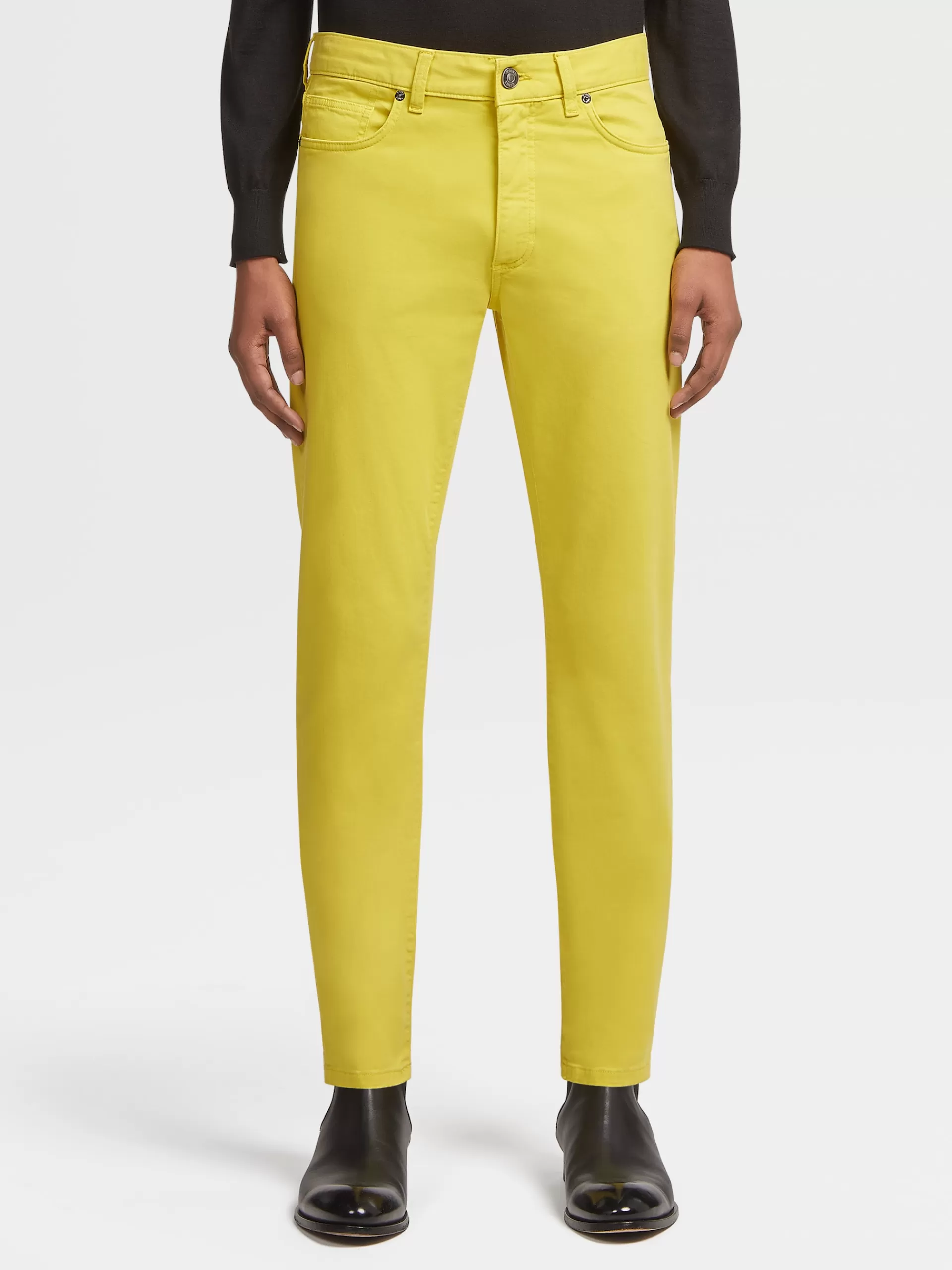 Best ZEGNA Jean A Cinq Poches En Gabardine De Coton Extensible Jaune