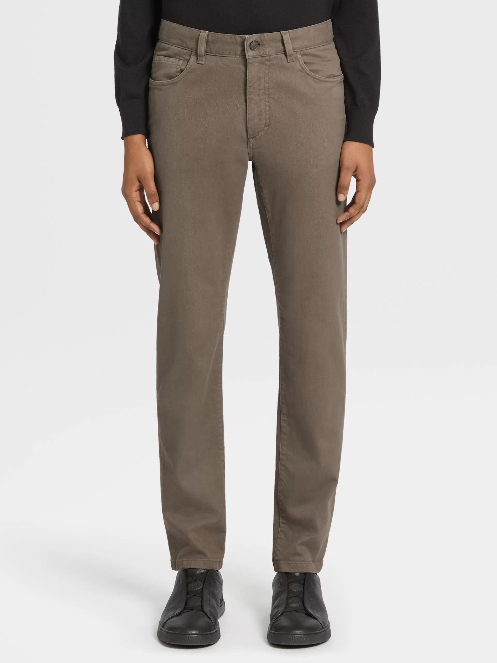 Flash Sale ZEGNA Jean City A Cinq Poches En Coton Extensibledelave Taupe Clair