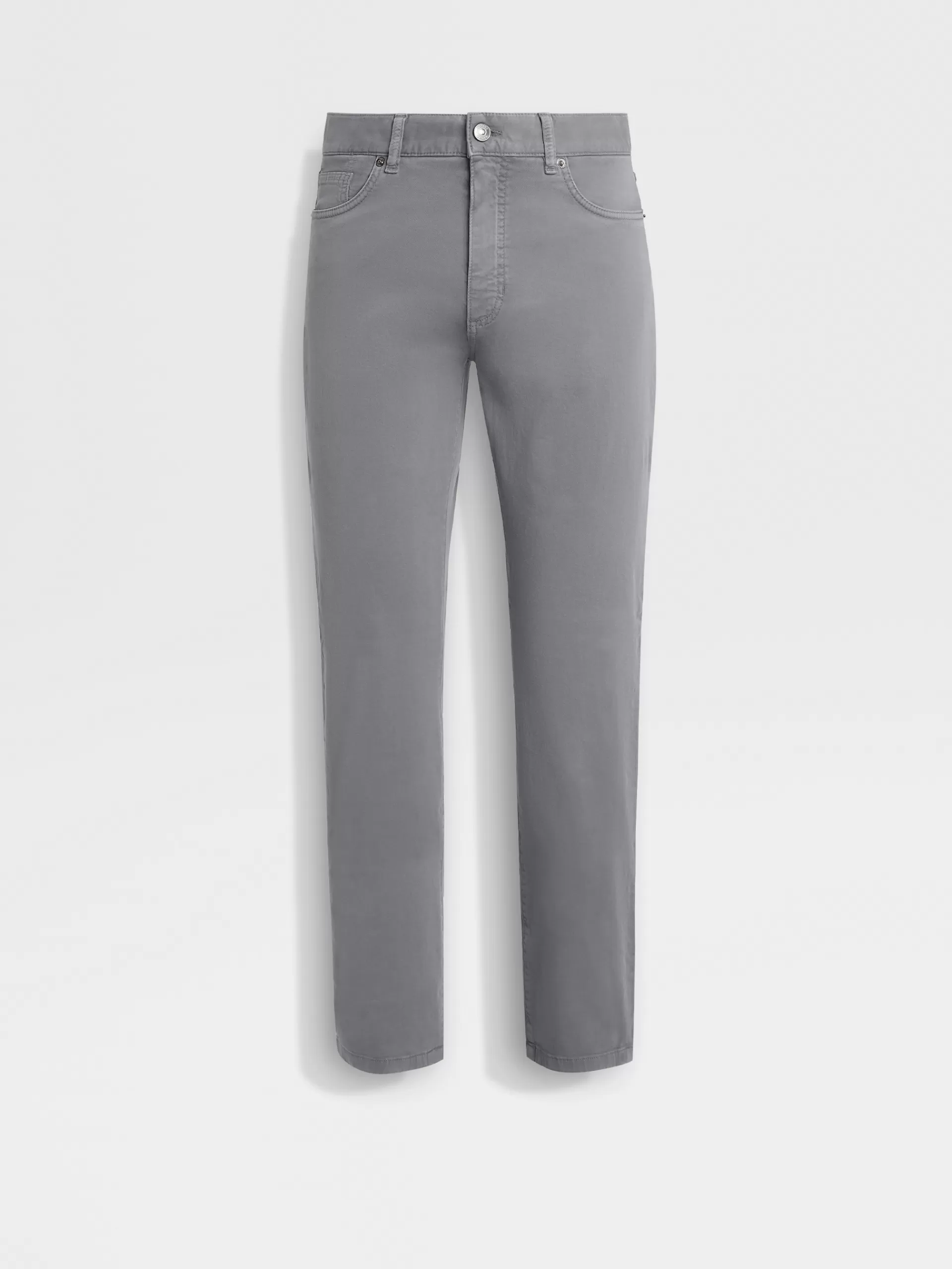New ZEGNA Jean City A Cinq Poches Teint En Piece En Gabardine De Coton Extensible Gris Clair