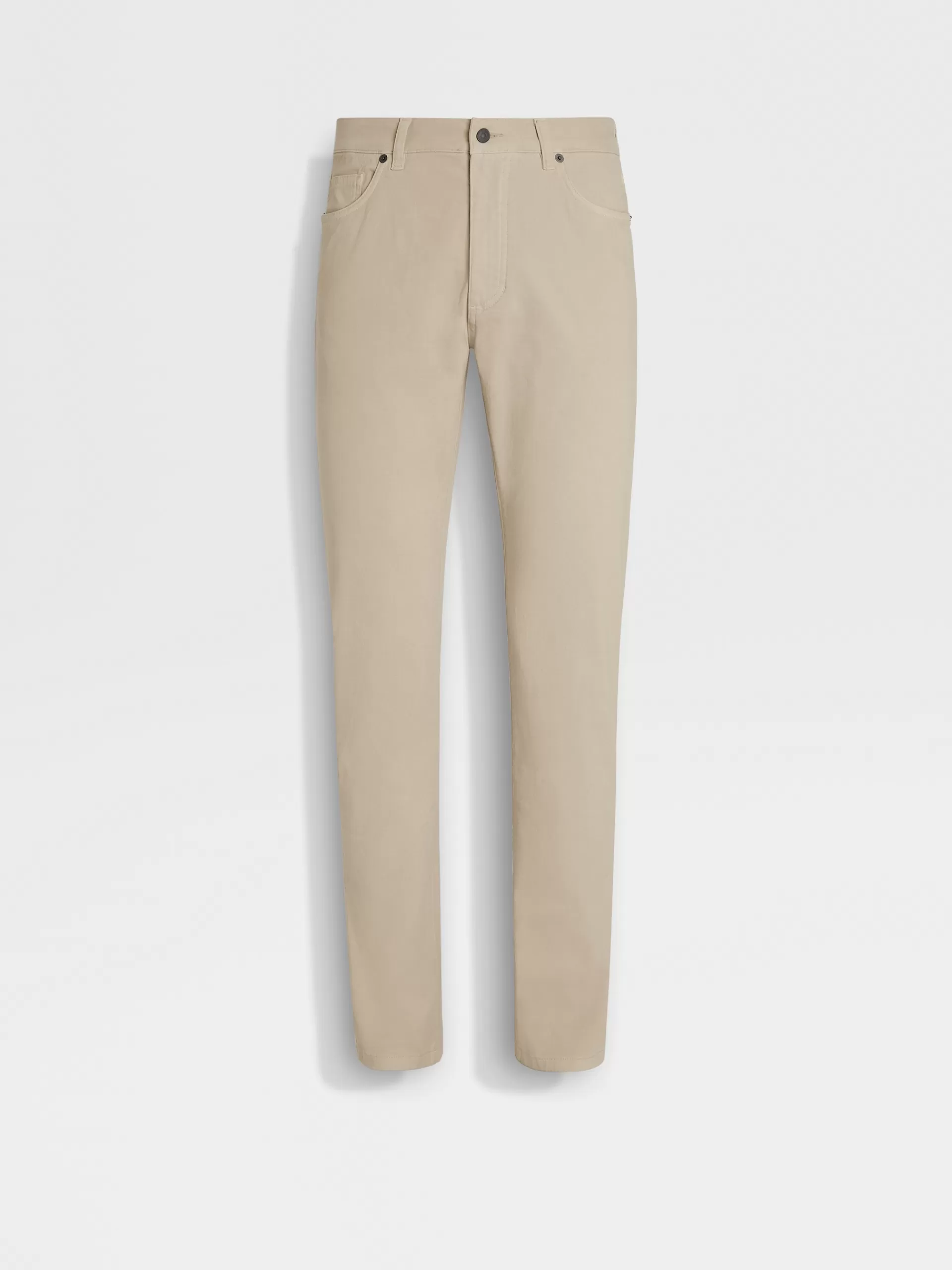 Online ZEGNA Jean City A Cinq Poches Teint En Piece En Gabardine De Coton Extensible Beige