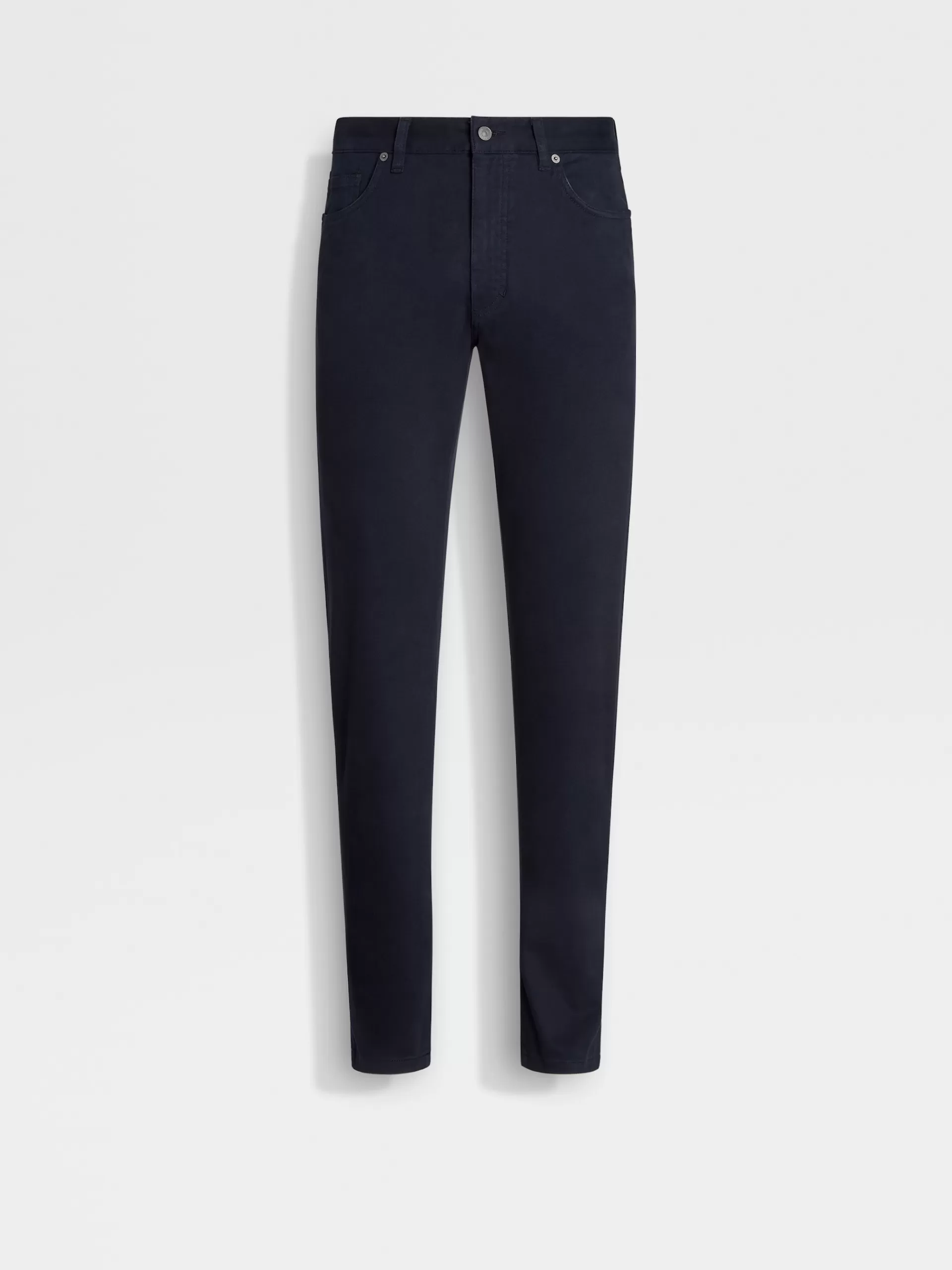 Store ZEGNA Jean City A Cinq Poches Teint En Piece En Gabardine De Coton Extensible Bleu Marine