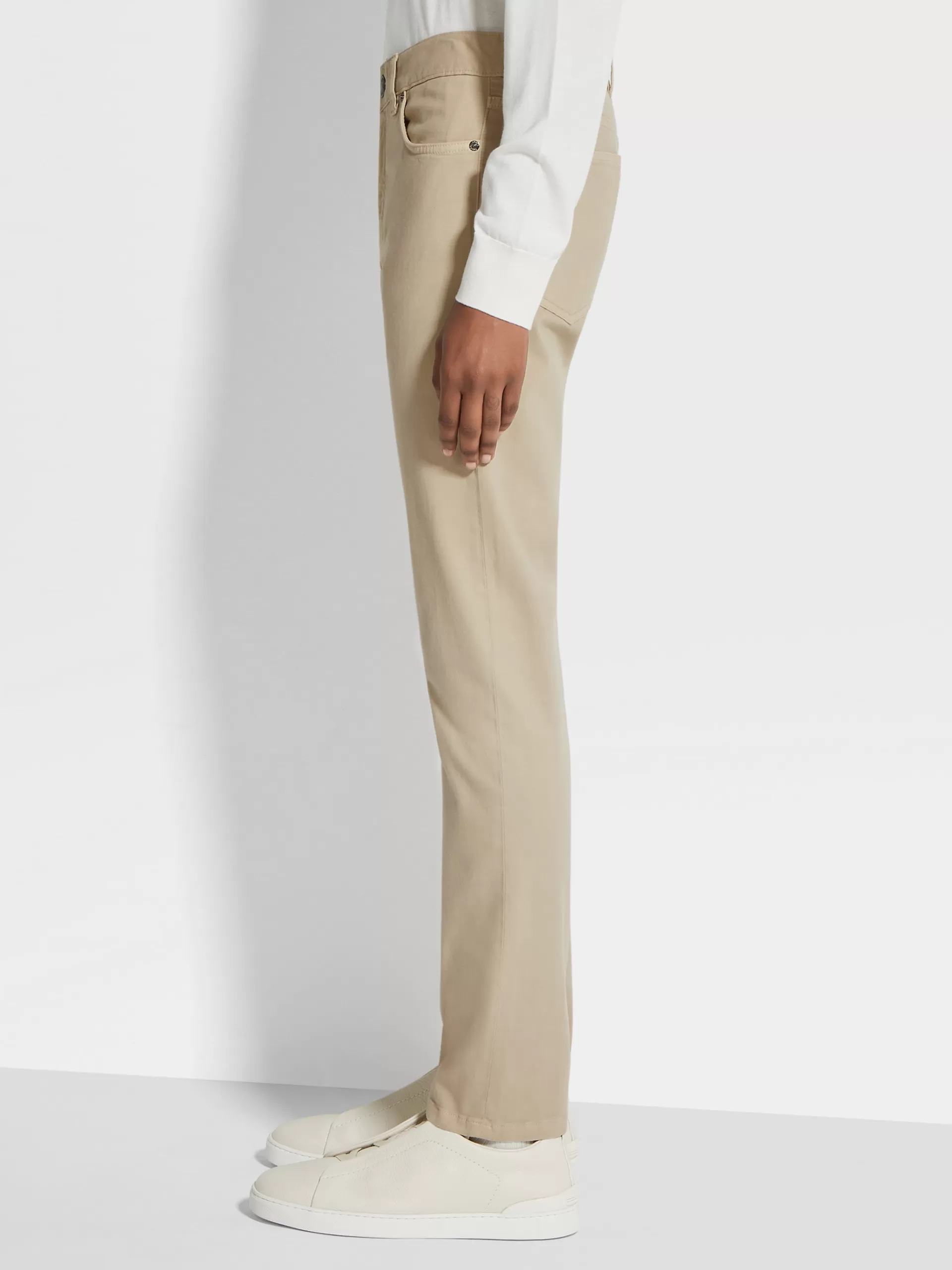 Online ZEGNA Jean City A Cinq Poches Teint En Piece En Gabardine De Coton Extensible Beige