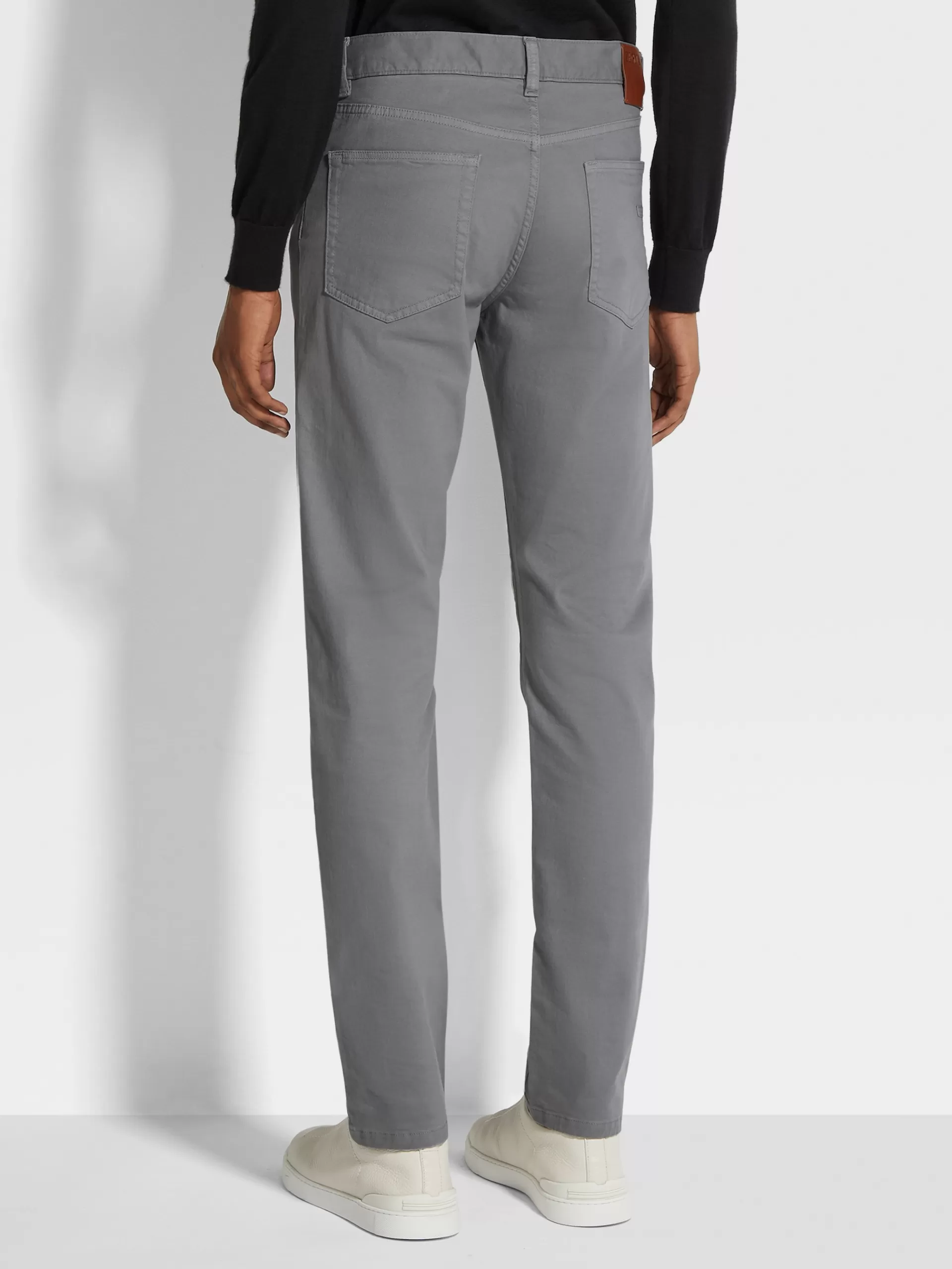 New ZEGNA Jean City A Cinq Poches Teint En Piece En Gabardine De Coton Extensible Gris Clair