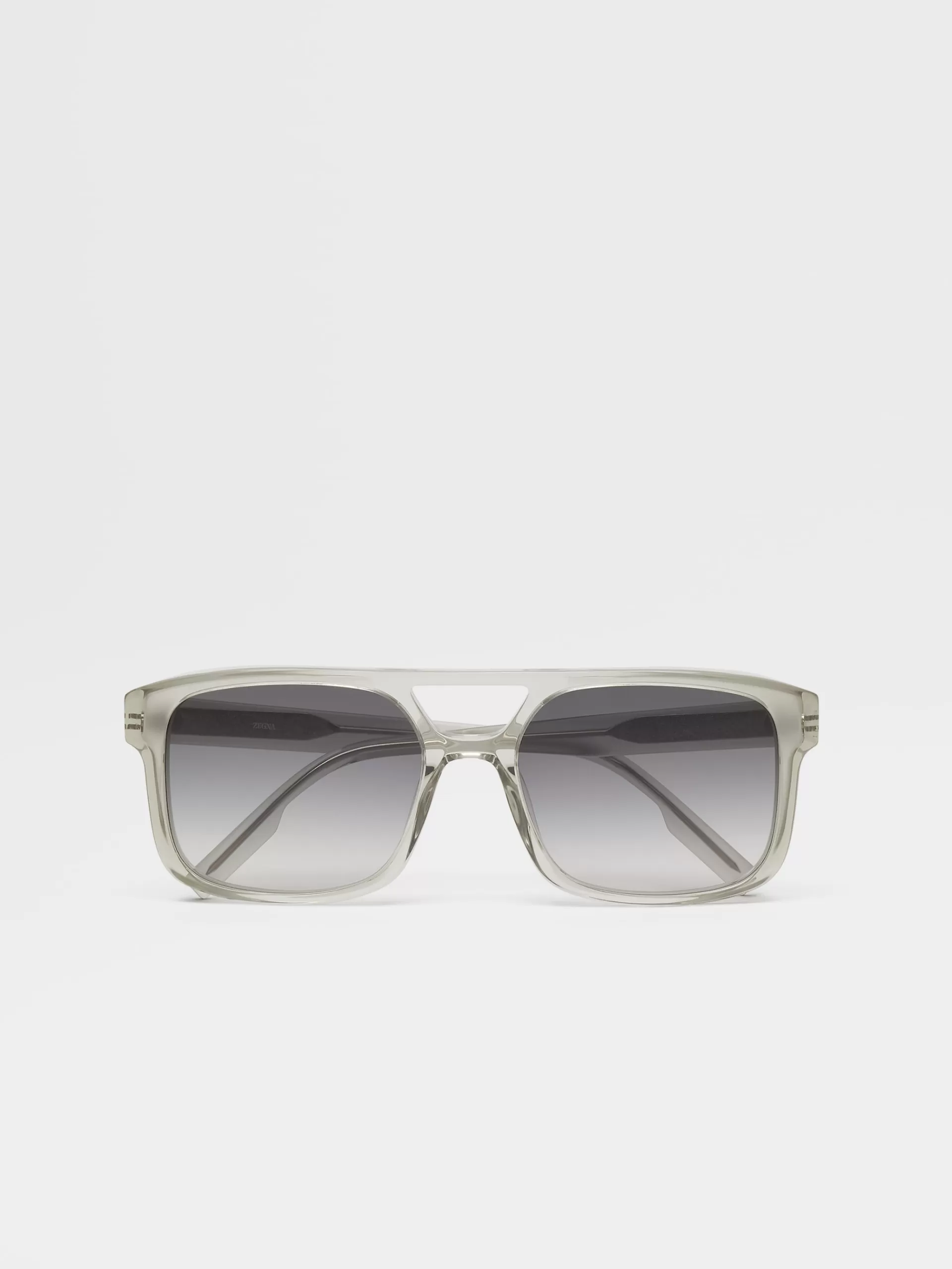 Online ZEGNA Lunettes De Soleil En Acetate Gris Polaire Transparent