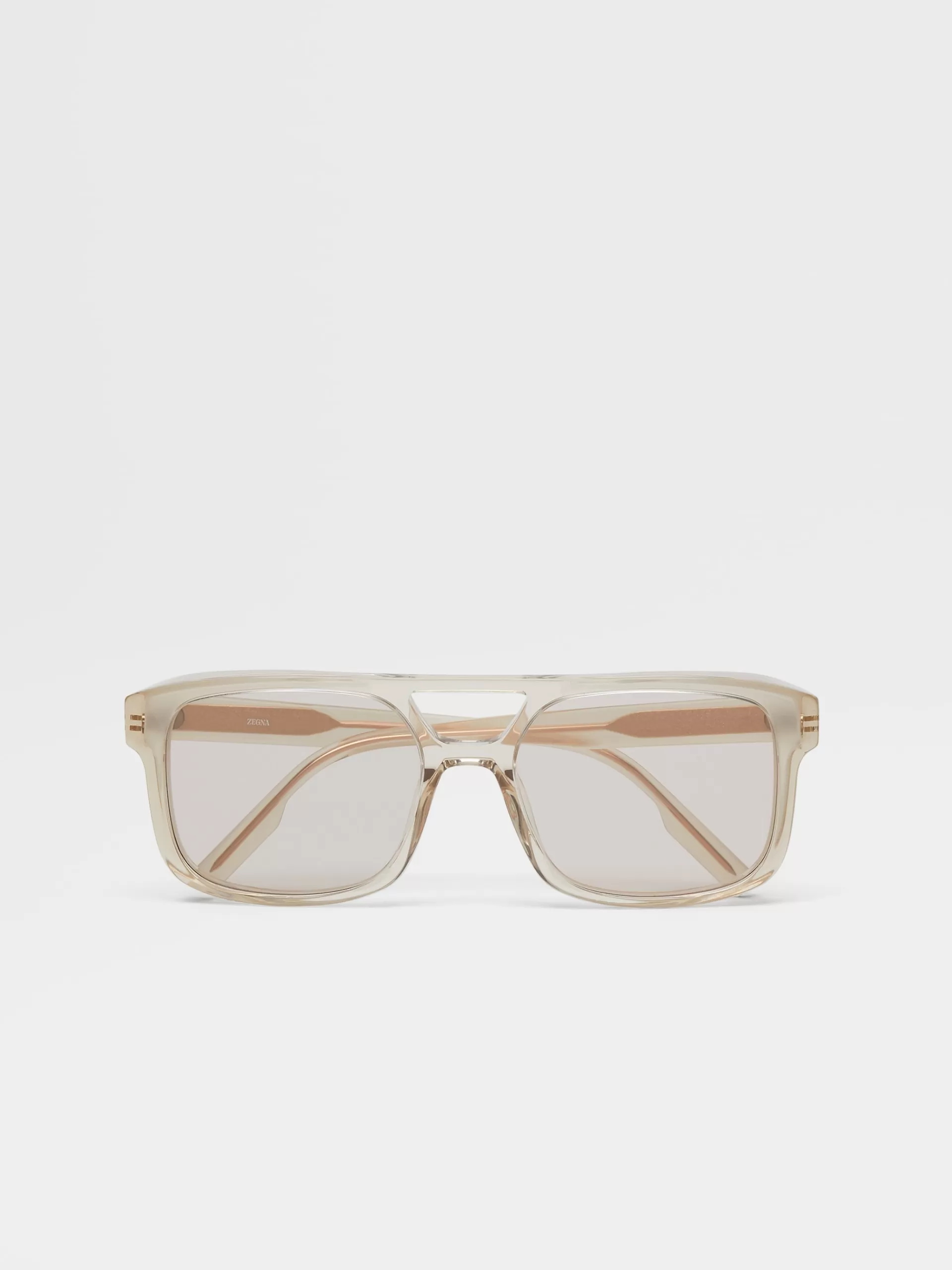 Cheap ZEGNA Lunettes De Soleil En Acetate Beige Transparent