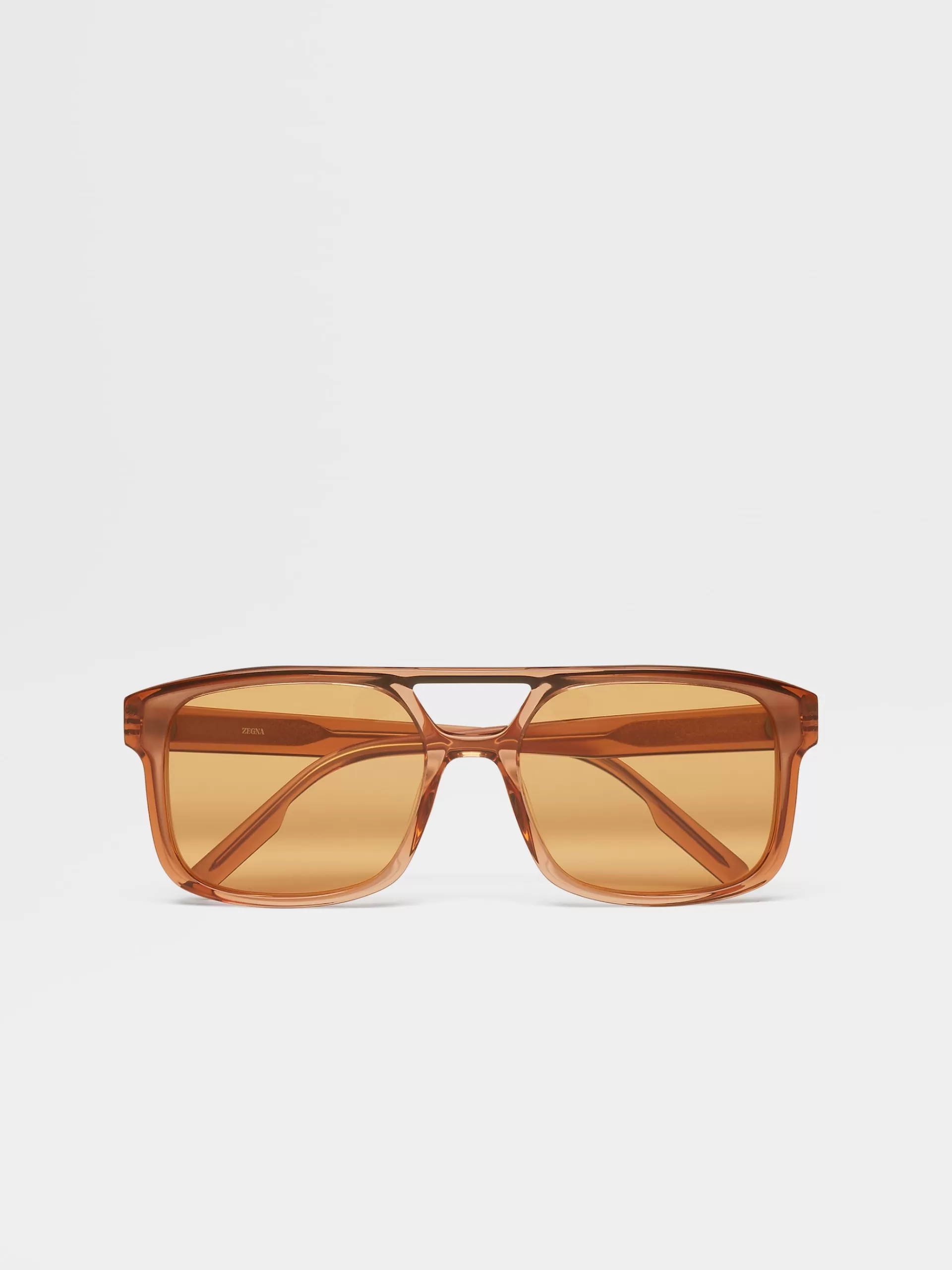 Cheap ZEGNA Lunettes De Soleil En Acetate Marron Vigogne Transparent