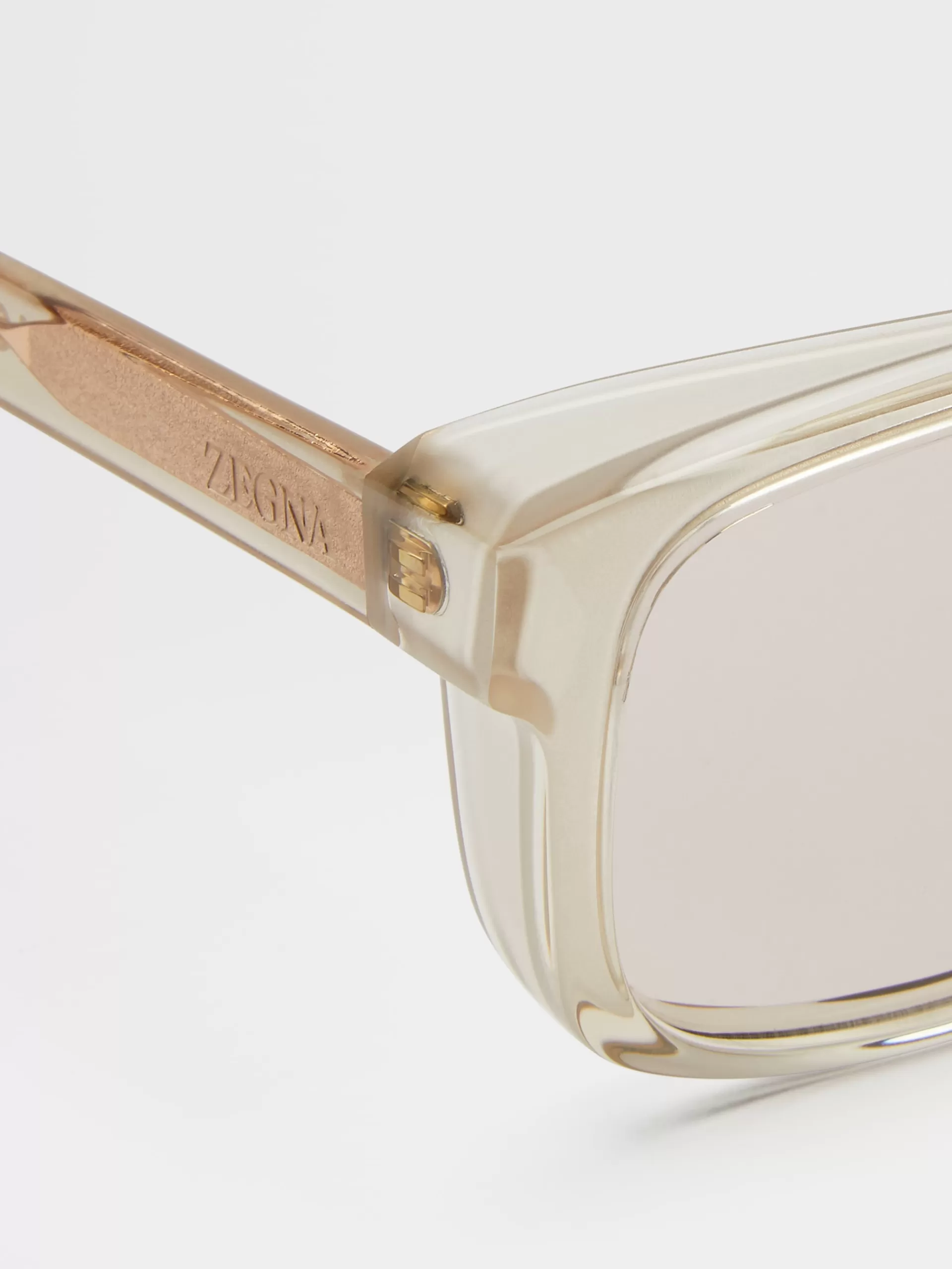 Cheap ZEGNA Lunettes De Soleil En Acetate Beige Transparent