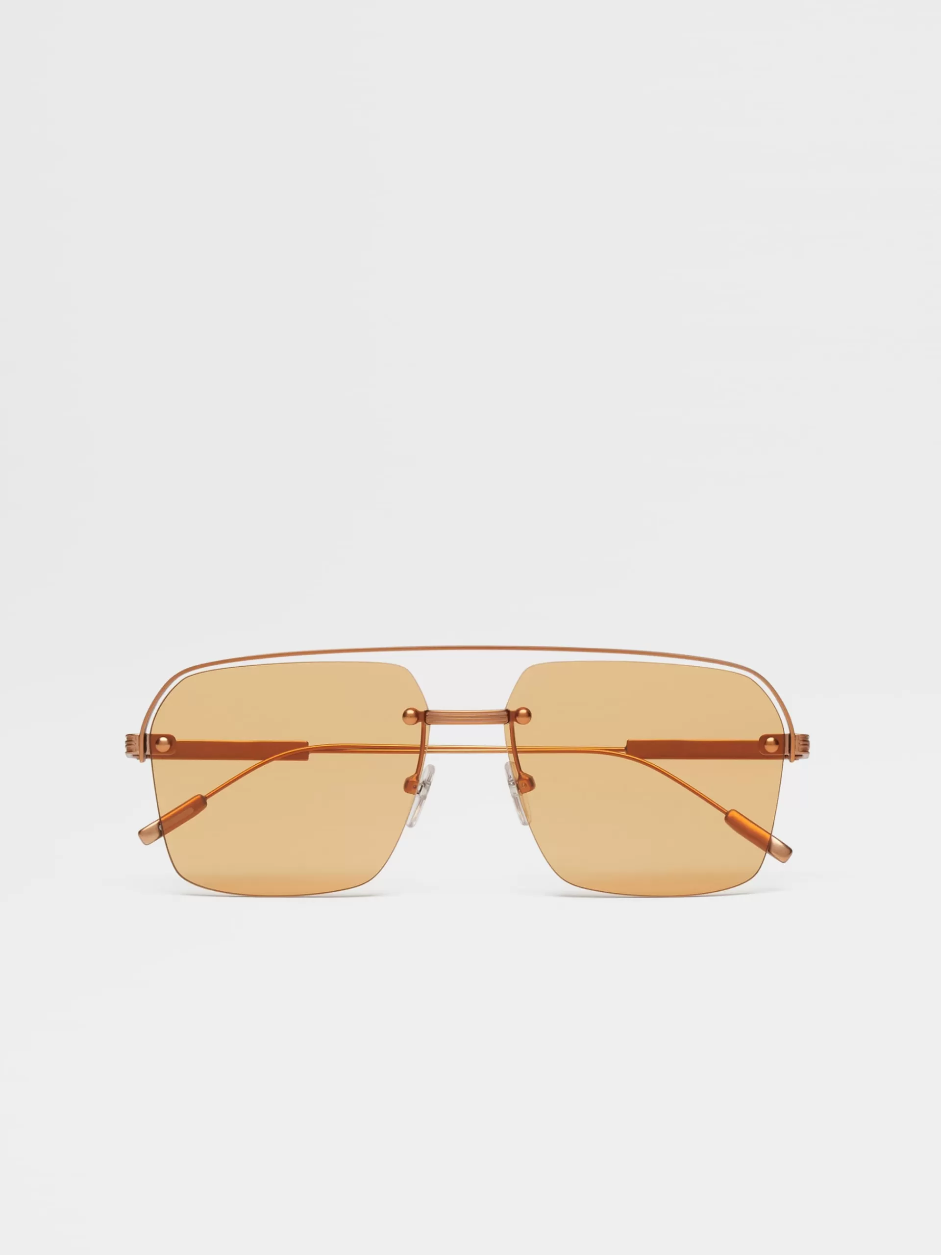 Online ZEGNA Lunettes De Soleil En Metal Marron Vigogne