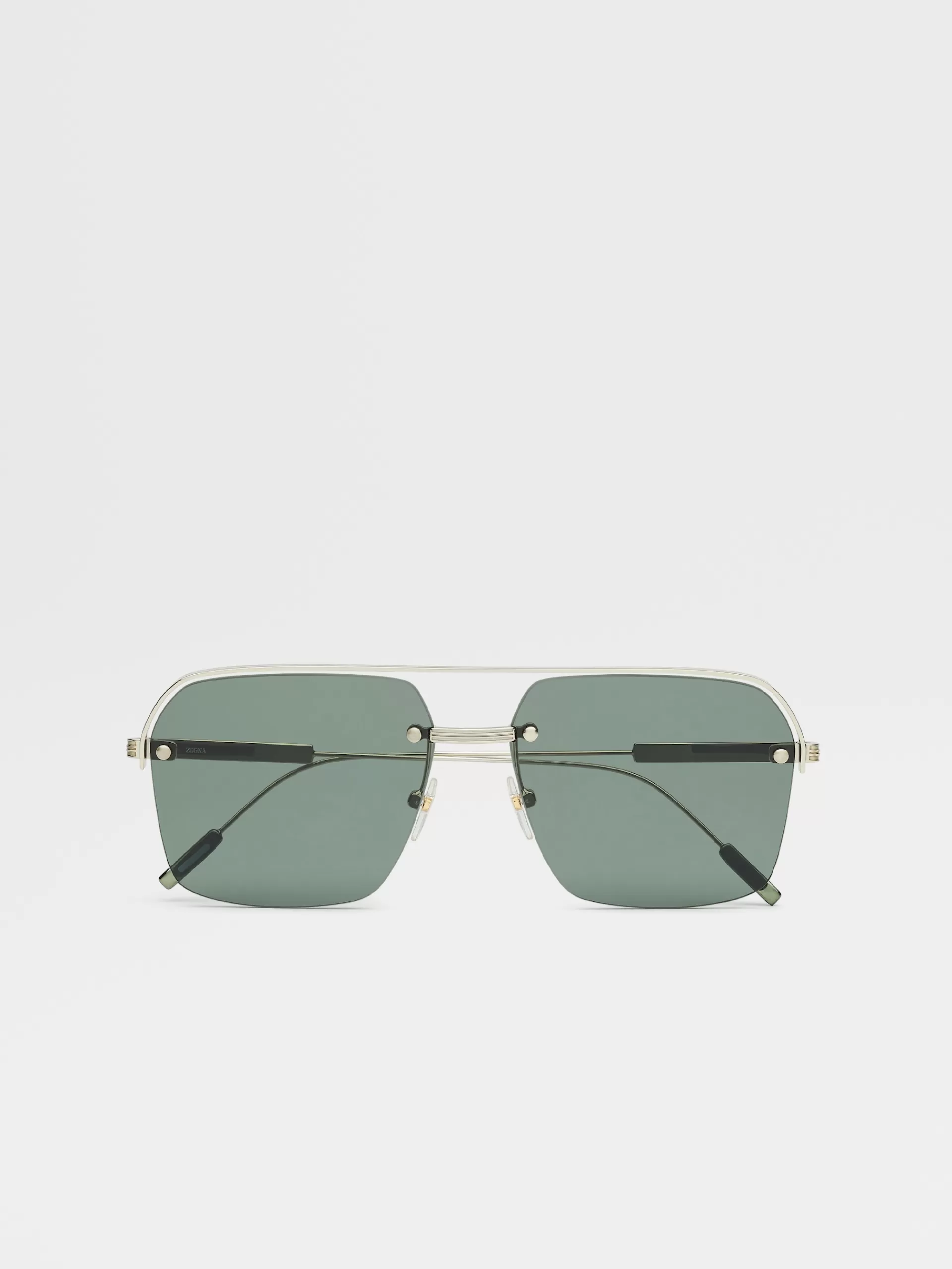 Shop ZEGNA Lunettes De Soleil En Metal Couleur Or Pale