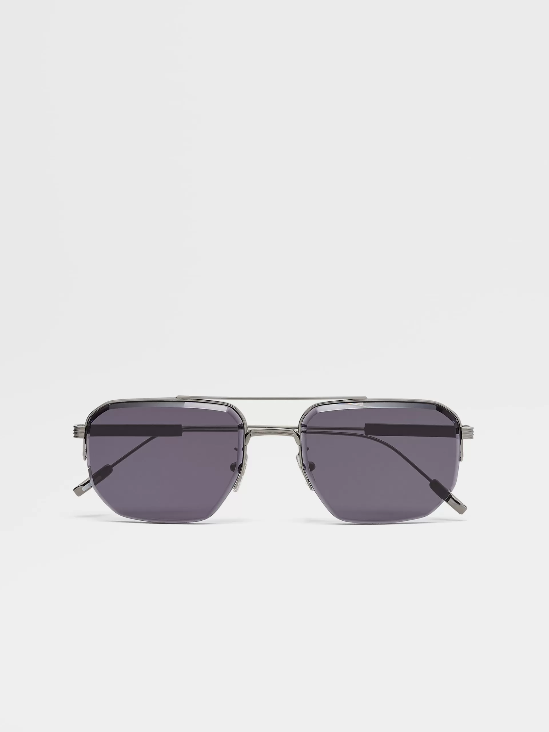 Cheap ZEGNA Lunettes De Soleil En Metal Gris Acier