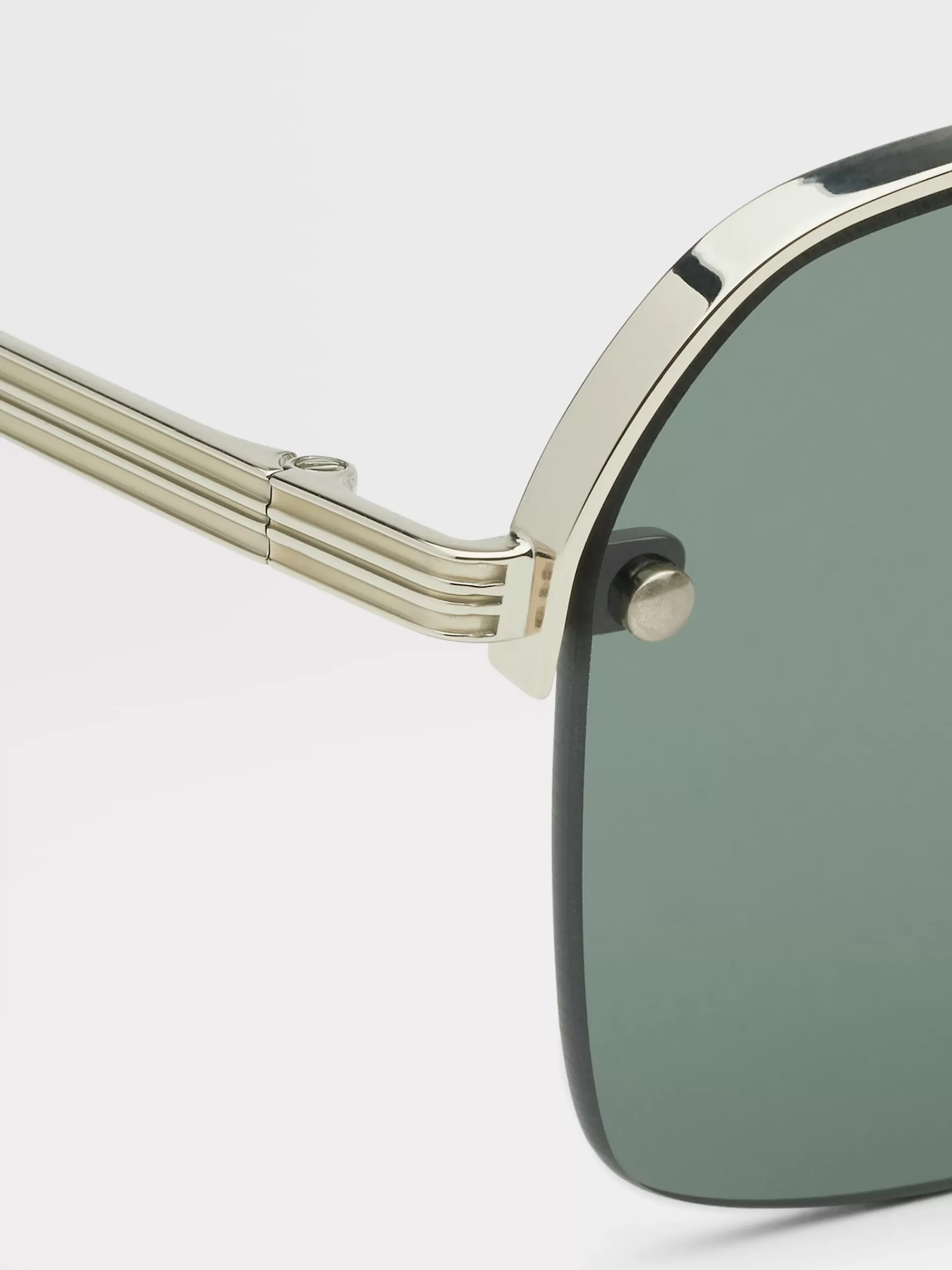 Shop ZEGNA Lunettes De Soleil En Metal Couleur Or Pale