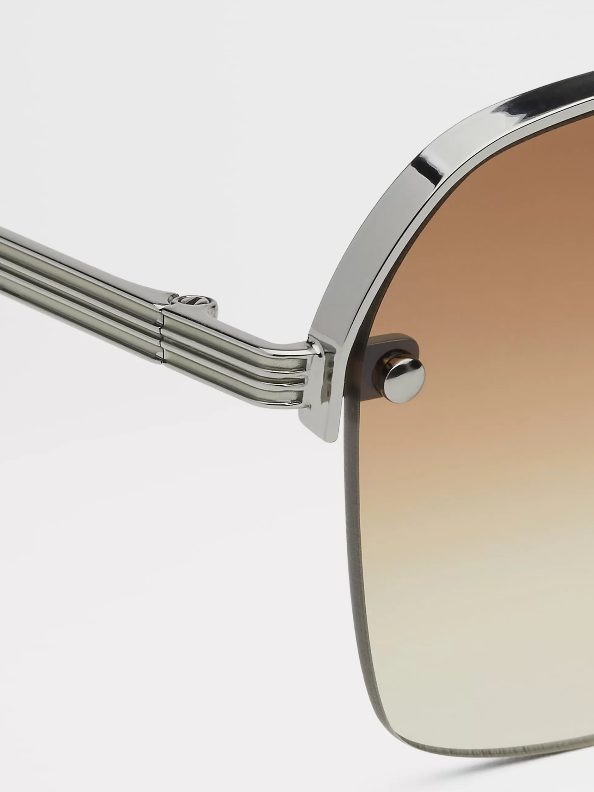 Best Sale ZEGNA Lunettes De Soleil En Metal Gris Acier Brillant