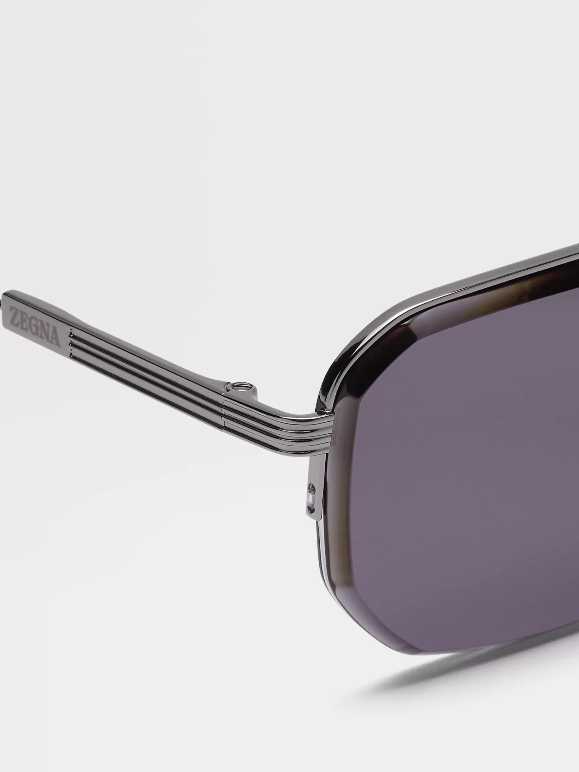 Cheap ZEGNA Lunettes De Soleil En Metal Gris Acier