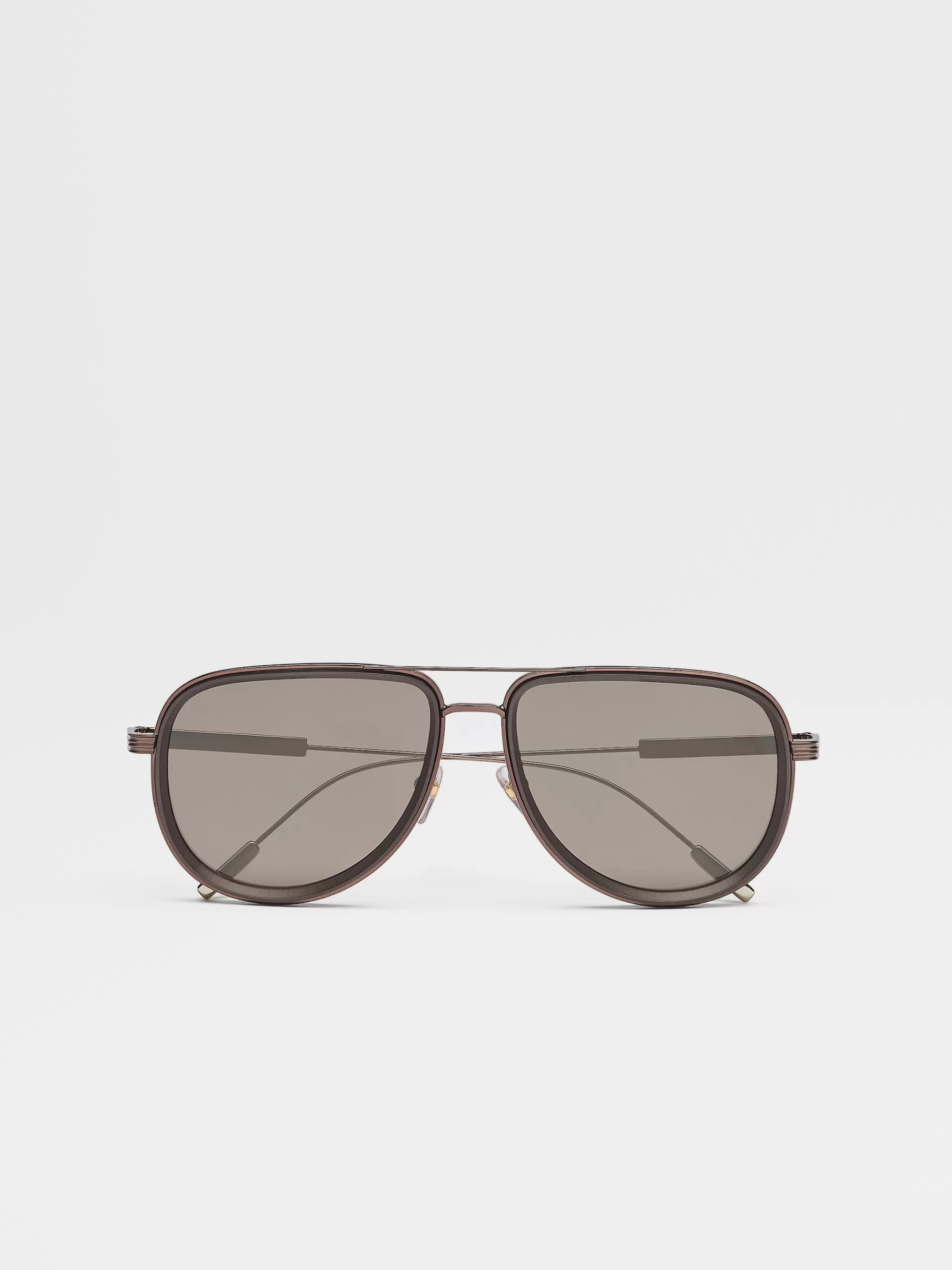 Sale ZEGNA Lunettes De Soleil En Metal Couleur Bronze Fonce