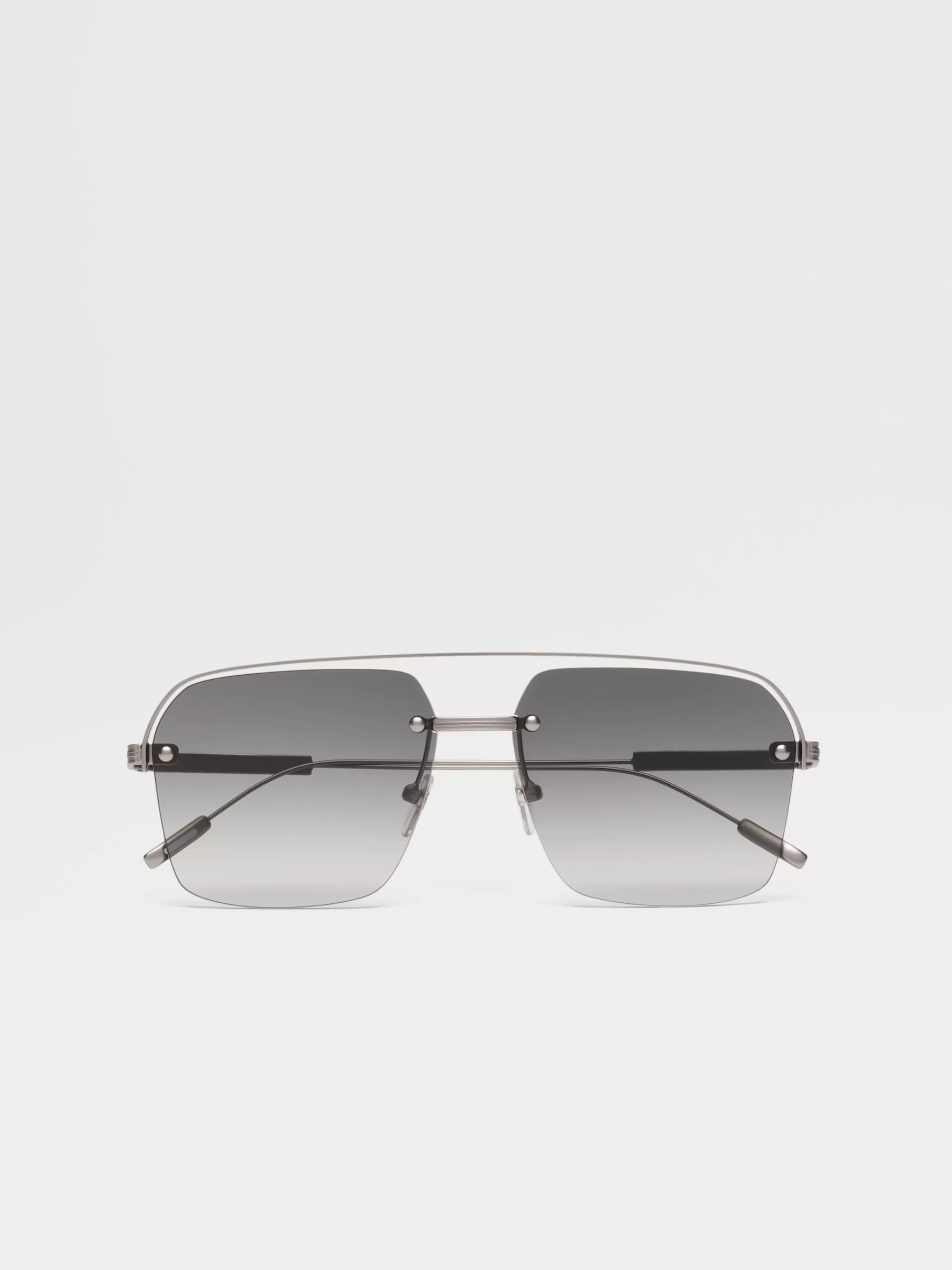 Store ZEGNA Lunettes De Soleil En Metal Couleur Ruthenium Clair